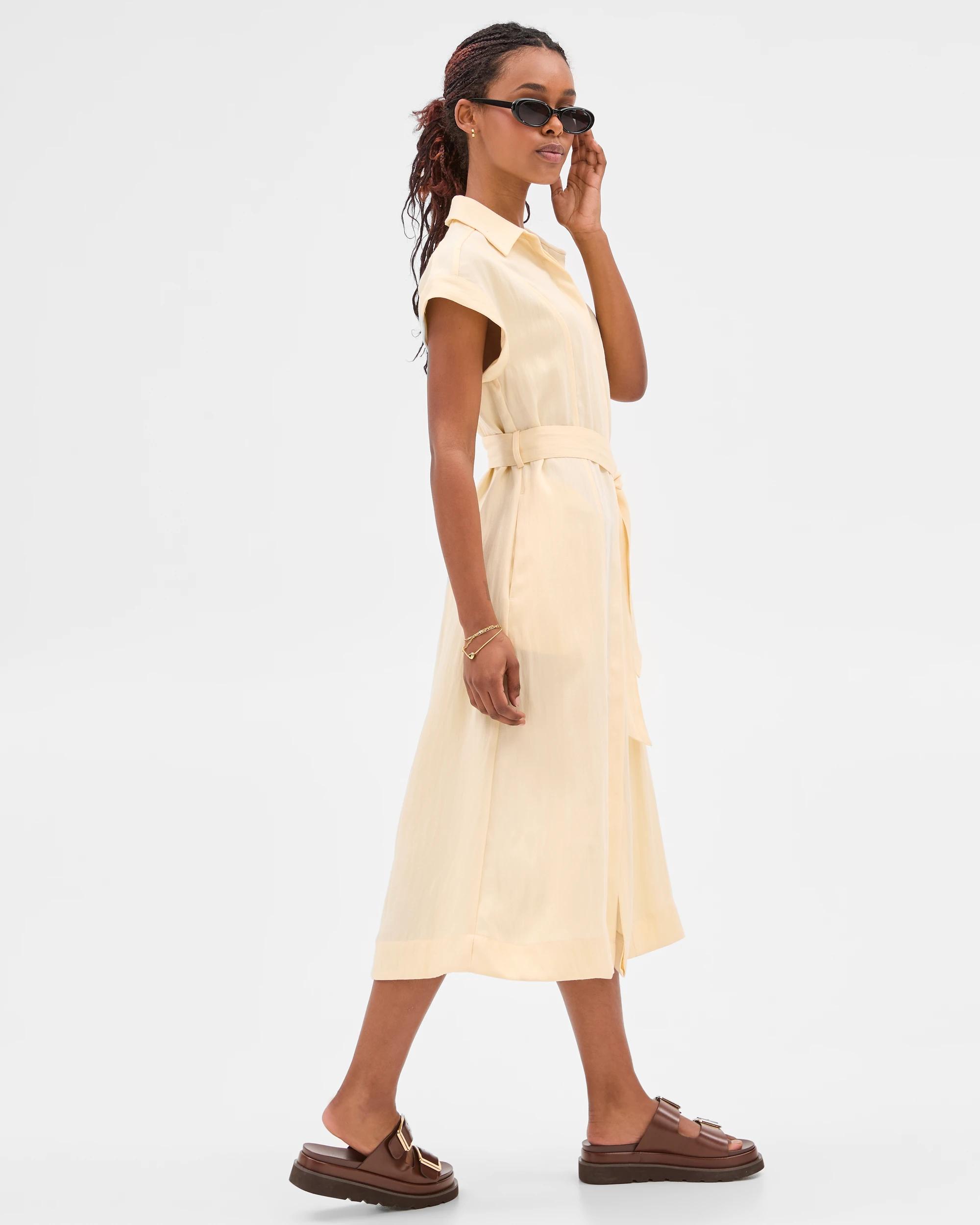 2 Target Petites Midi Shirt Dress SOFT BUTTER, 2 of 6