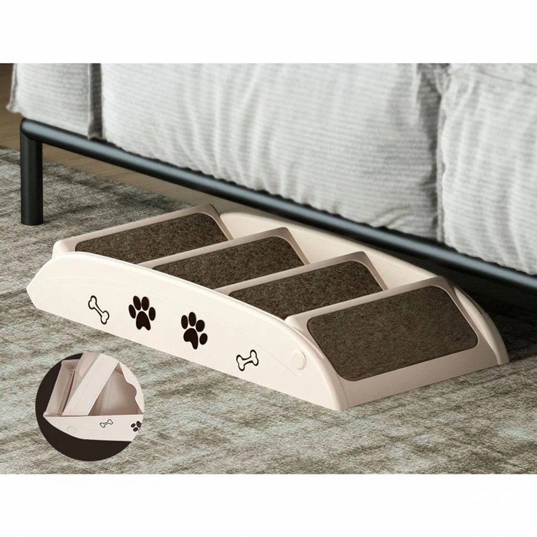 6 i.Pet Dog Ramp Steps For Bed Sofa Car Pet Stairs Ladder Portable Foldable - Beige, 6 of 7