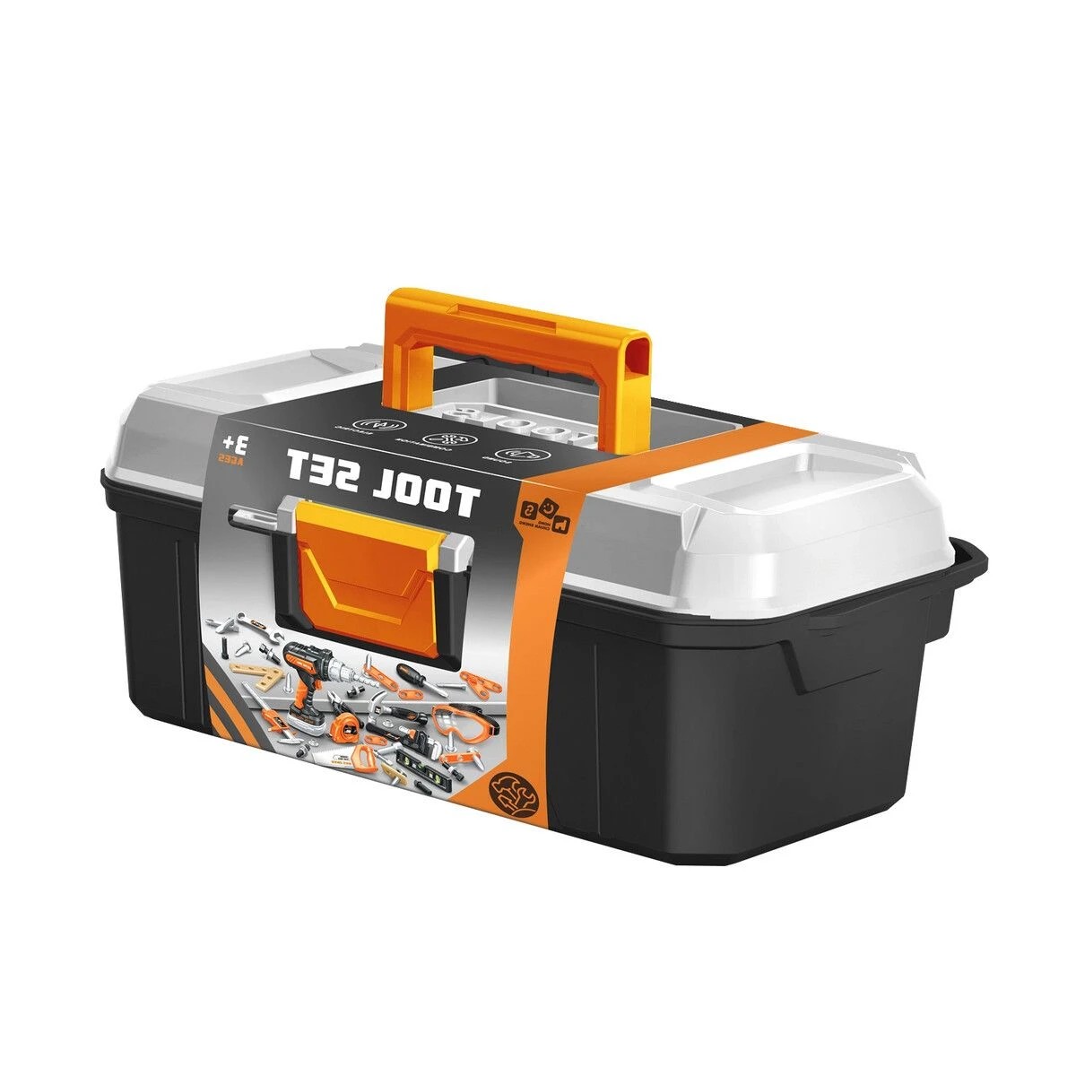 2 AUSWAY Kids 43pcs Toolbox Set Childrens Plastic Construction Toys, 2 of 3