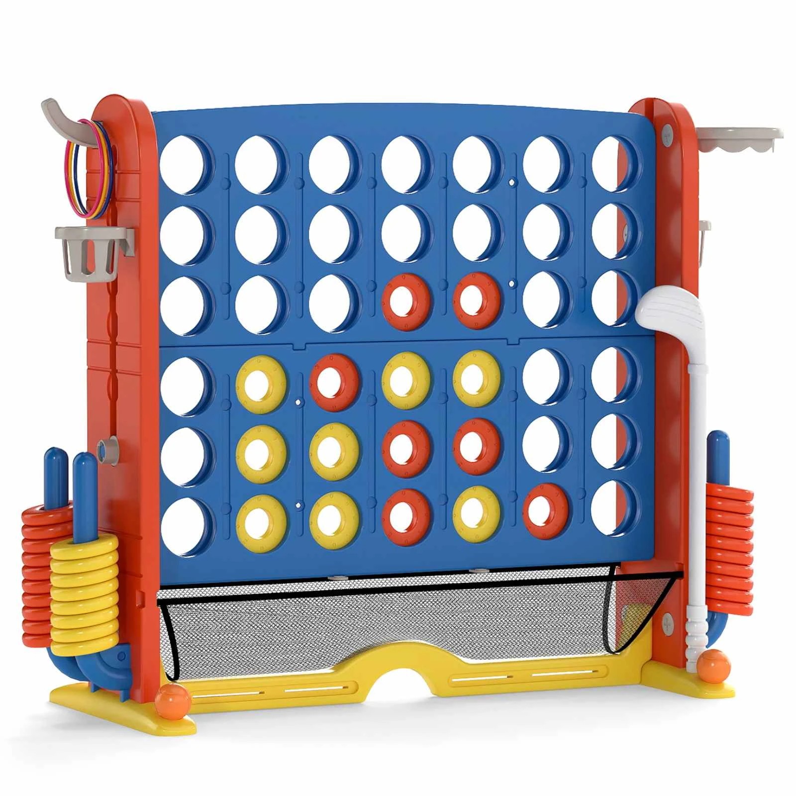 1 Costway Giant Connect 4 In A Row Jumbo w/Basketball Hoop 4-To-Score Board Game - Multi, 1 of 1