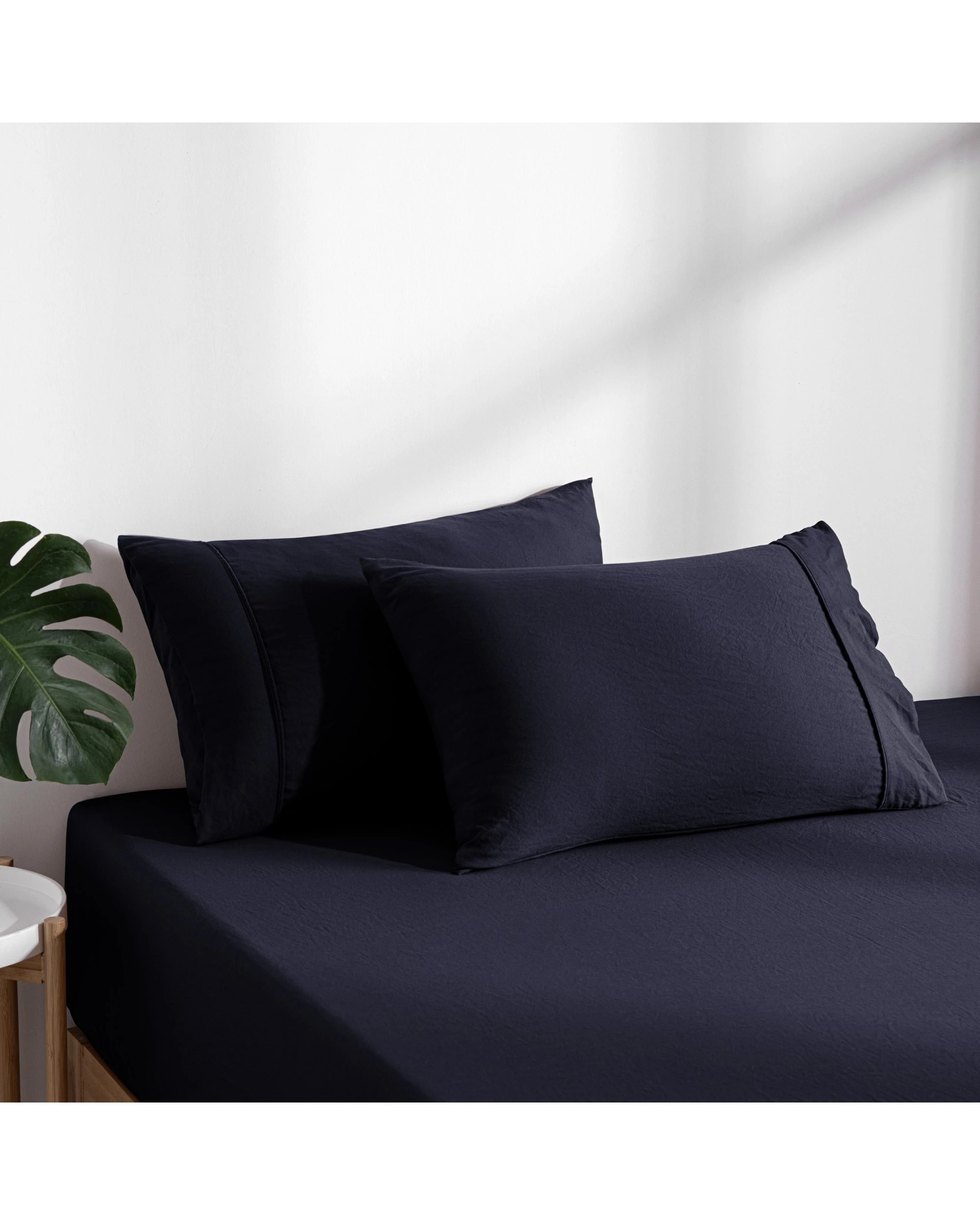 3 Dreamaker Superfine Washed Microfibre Combo Fitted Sheet Set - Double Bed - Navy, 3 of 8