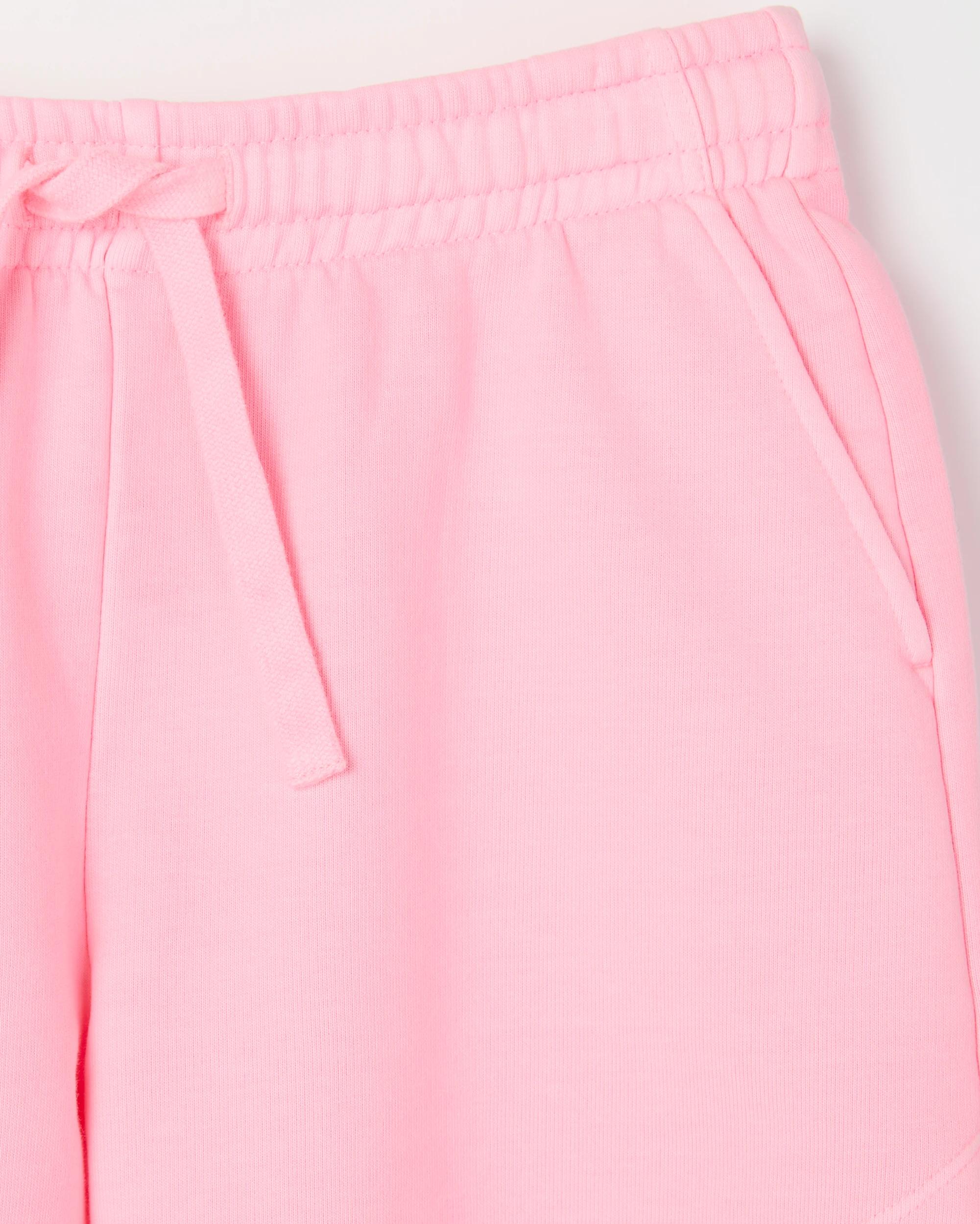 6 Target Kids Australian Cotton Blend Curved Hem Fleece Shorts NEON PINK, 6 of 6