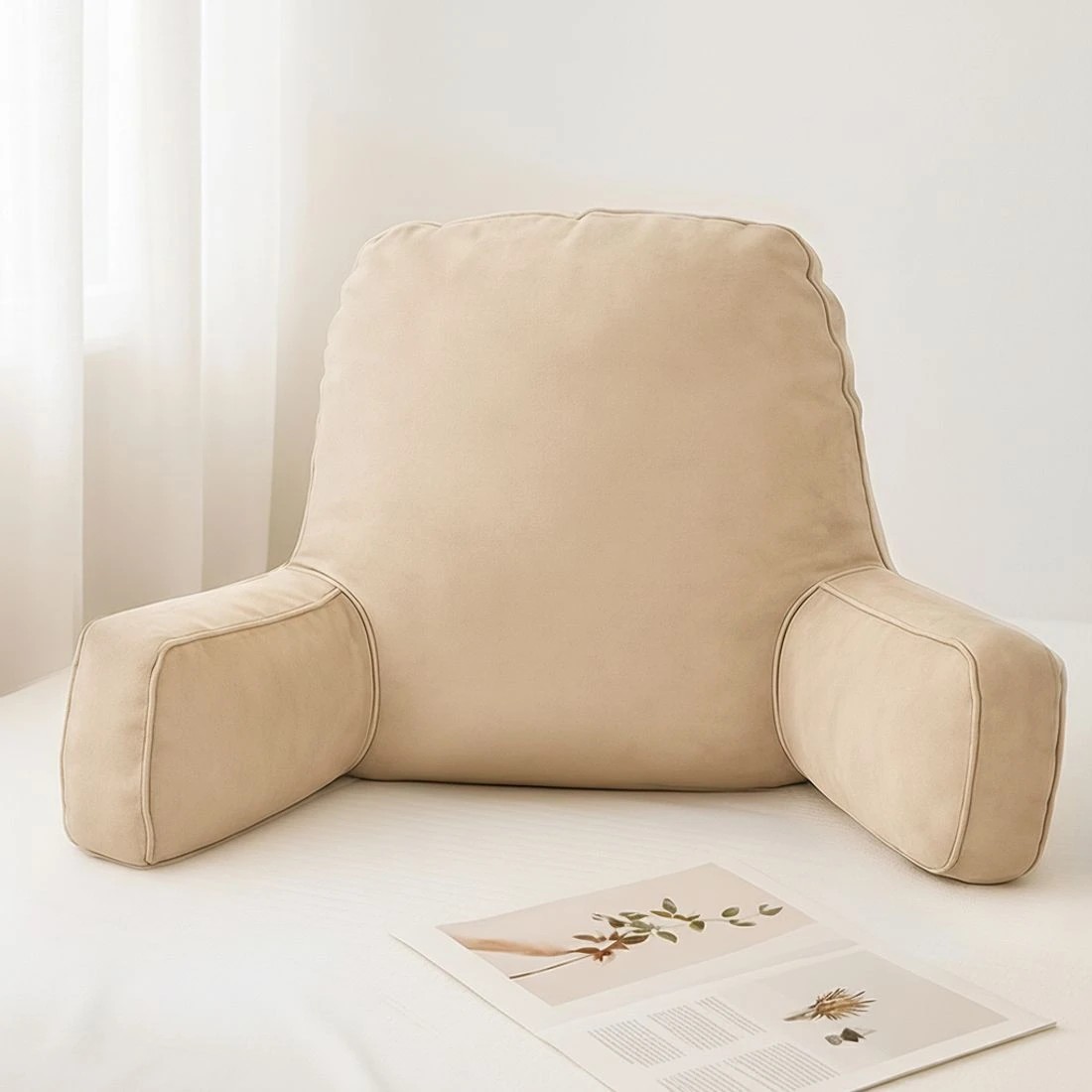8 Giselle Bedding Reading Pillow Back Rest Lumbar Support Cushion Oatmeal - Natural, 8 of 8