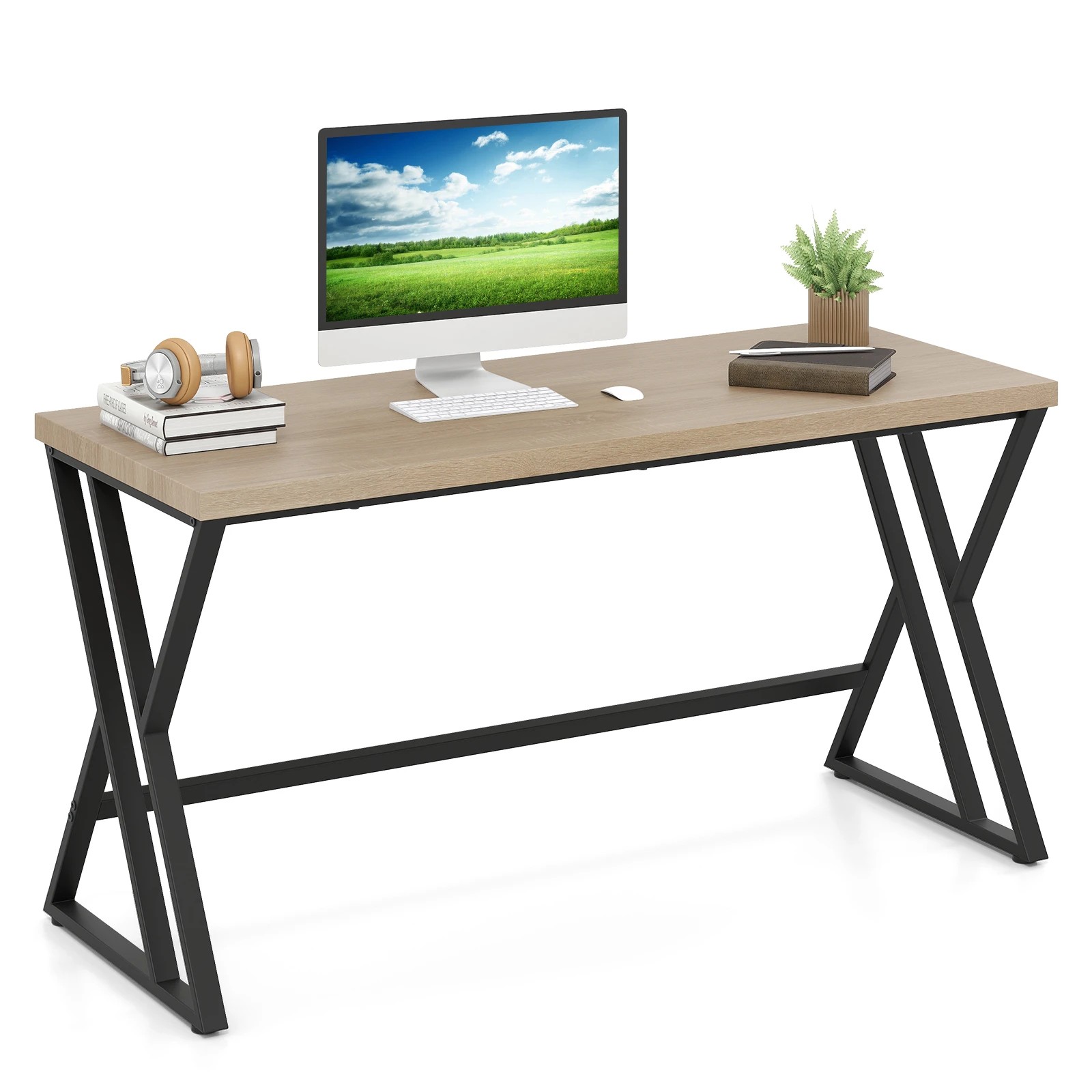 6 Costway 1.5M Computer Desk Executive PC Workstation w/Heavy-duty Metal Frame, 6 of 6