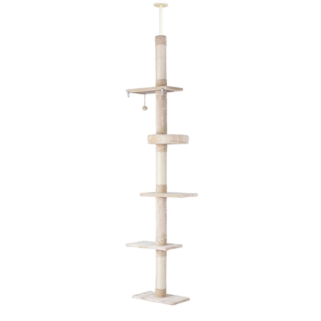 4 i.Pet Cat Tree 290cm Tower Scratching Cats Post Scratcher Floor to Ceiling Bed - Beige, 4 of 6