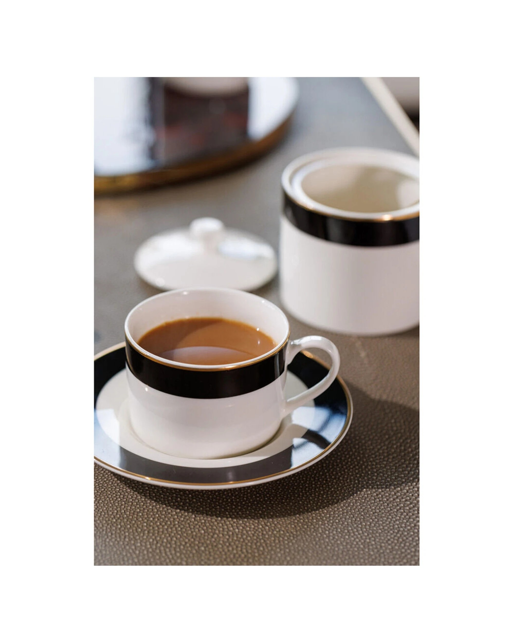 2 Mikasa 4pc Luxe Deco China Tea Cups And Saucers Block Stripe Set 200ml - Multi, 2 of 6