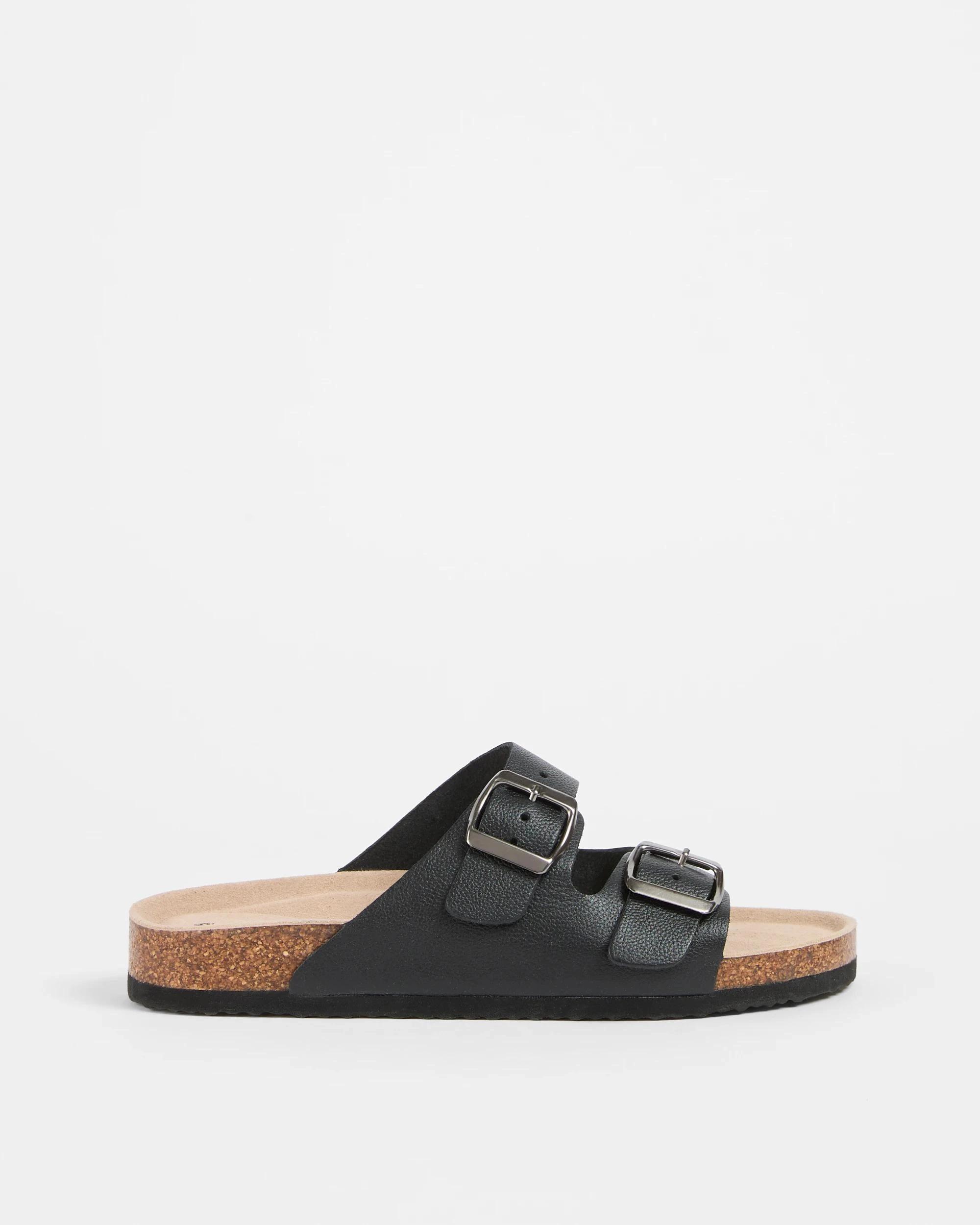 1 Target Womens Genuine Leather Moulded Cork Sandal BLACK, 1 of 3