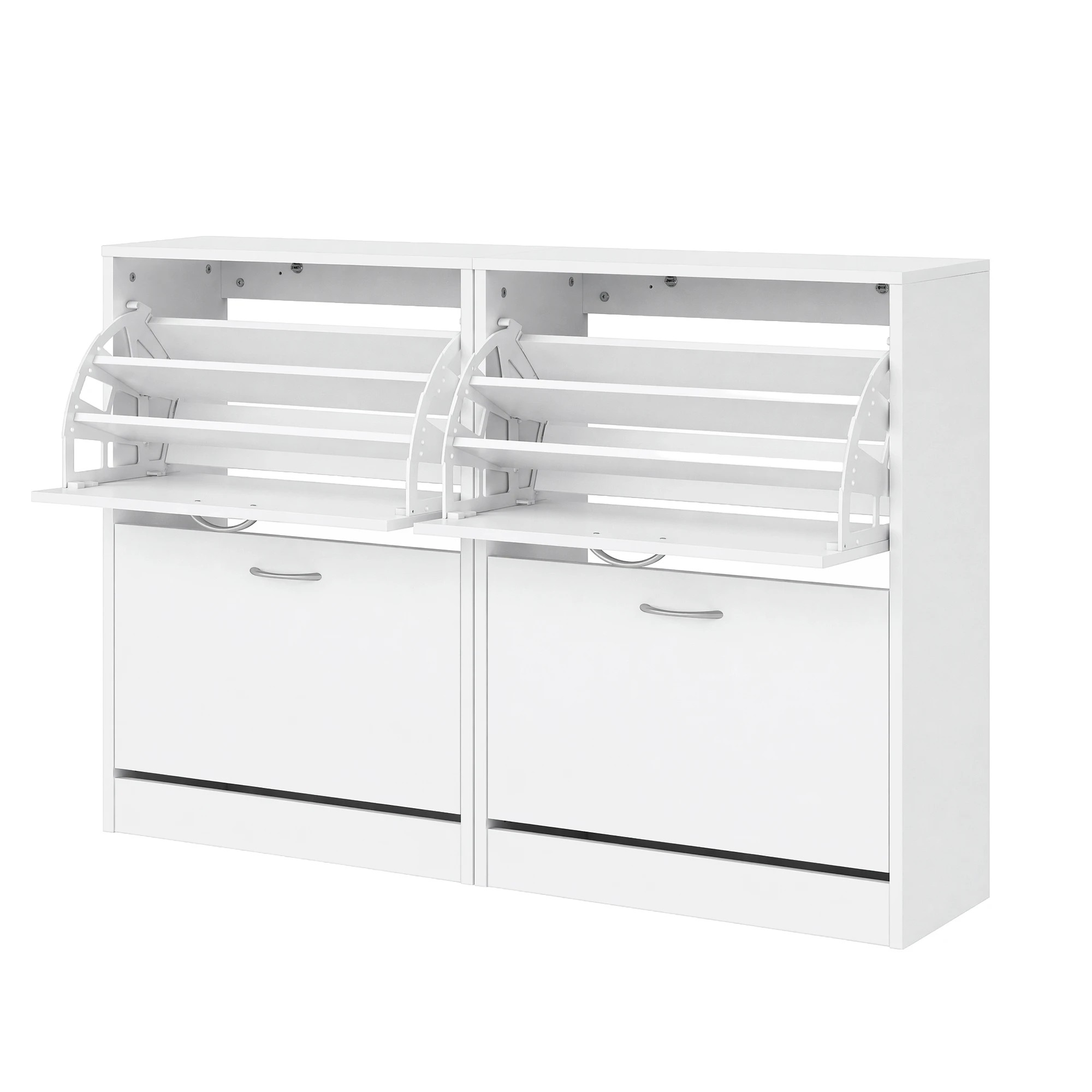 1 Artiss 2x Shoe Cabinet Storage Organiser 2 Flip Drawer - White, 1 of 7