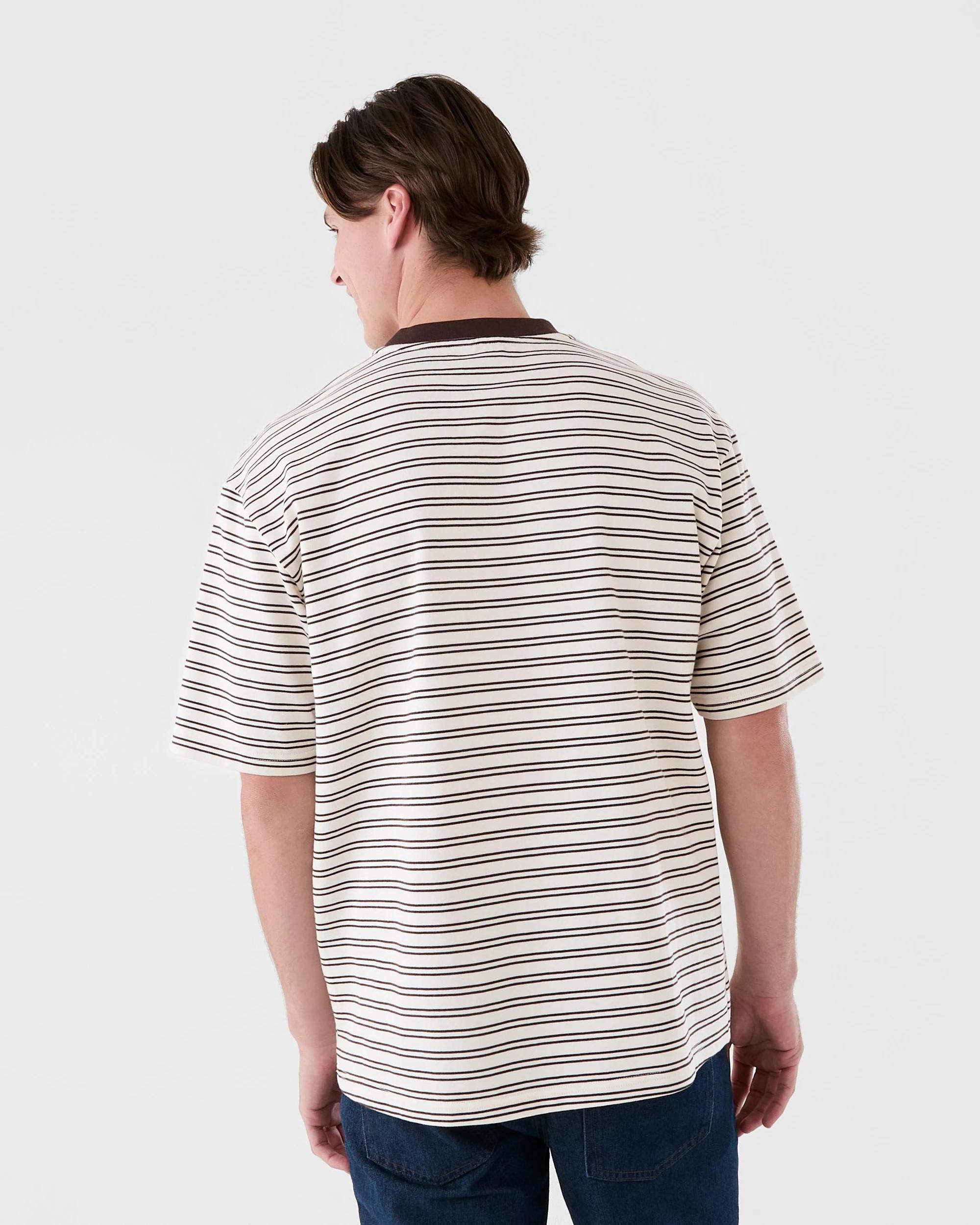 3 Oversized Textured Stripe T-shirt Brn Strpe, 3 of 6