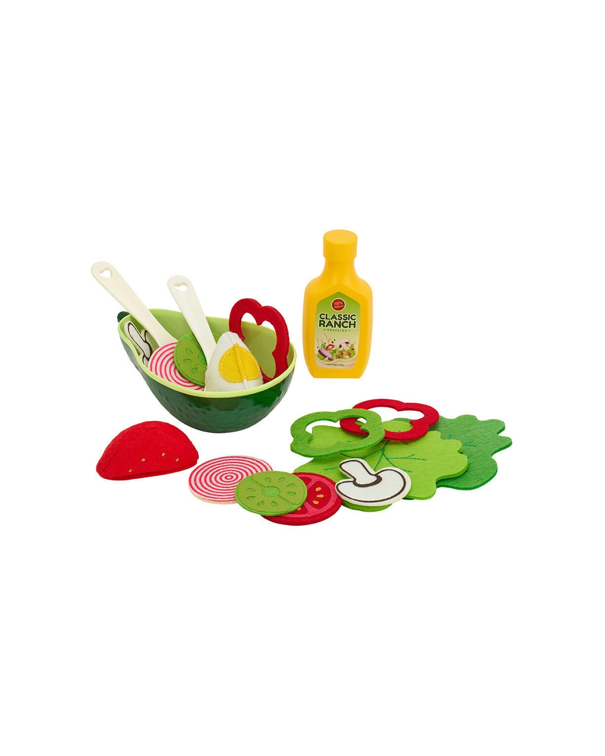 1 Annabel Trends 22pc Fabric Play Kit Kids Child Toy Salad Bowl Pretend Play Set - Multi, 1 of 4
