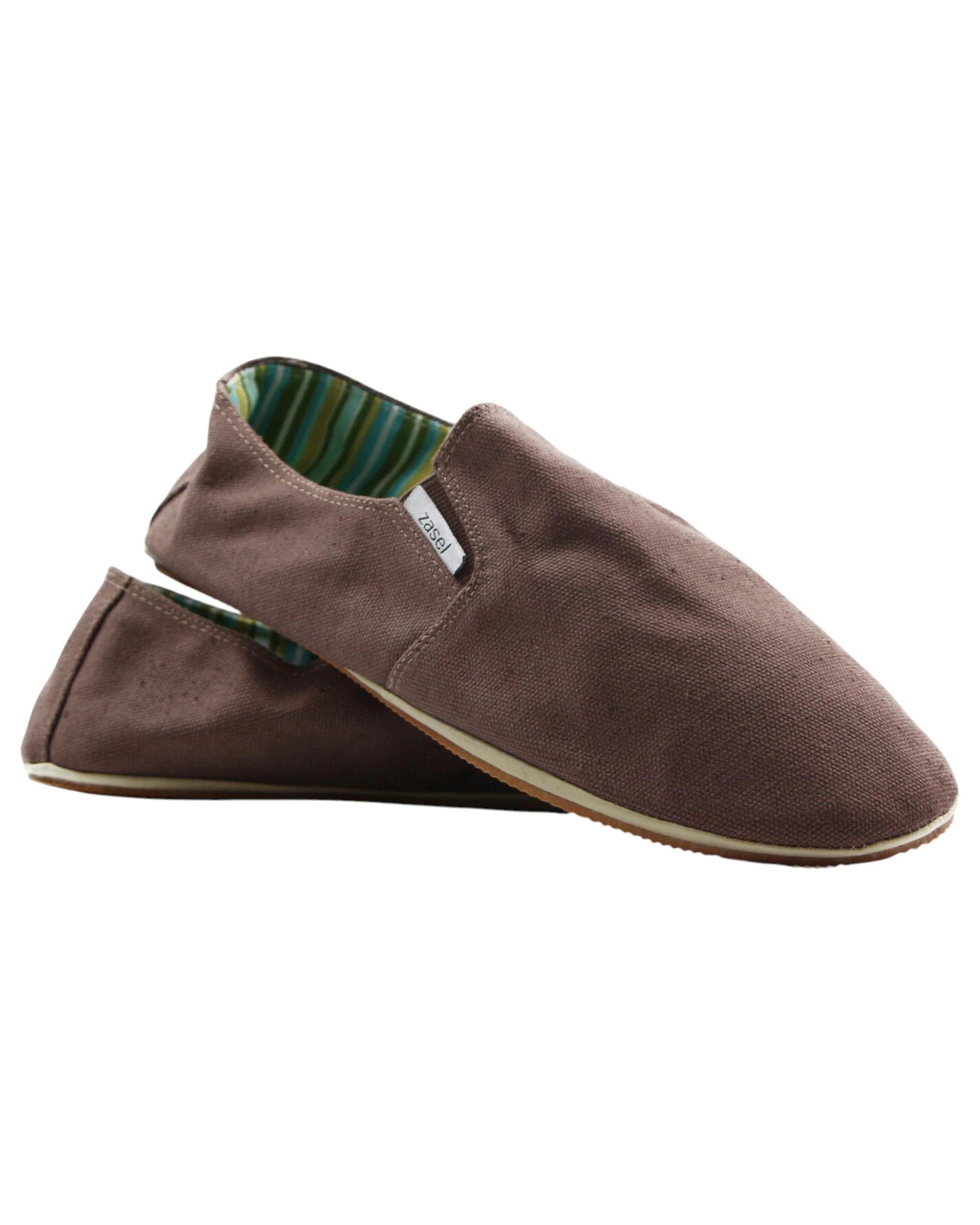 1 Zasel Mens Cotton Canvas Shoes DARK BROWN, 1 of 1