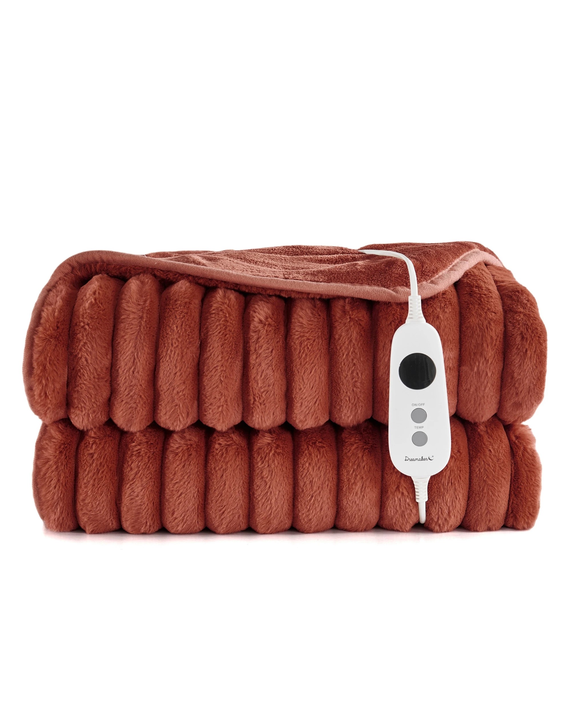 2 Dreamaker Cirra Chunky Embossed Fleece Heated Throw 180x200cm - Rust, 2 of 10