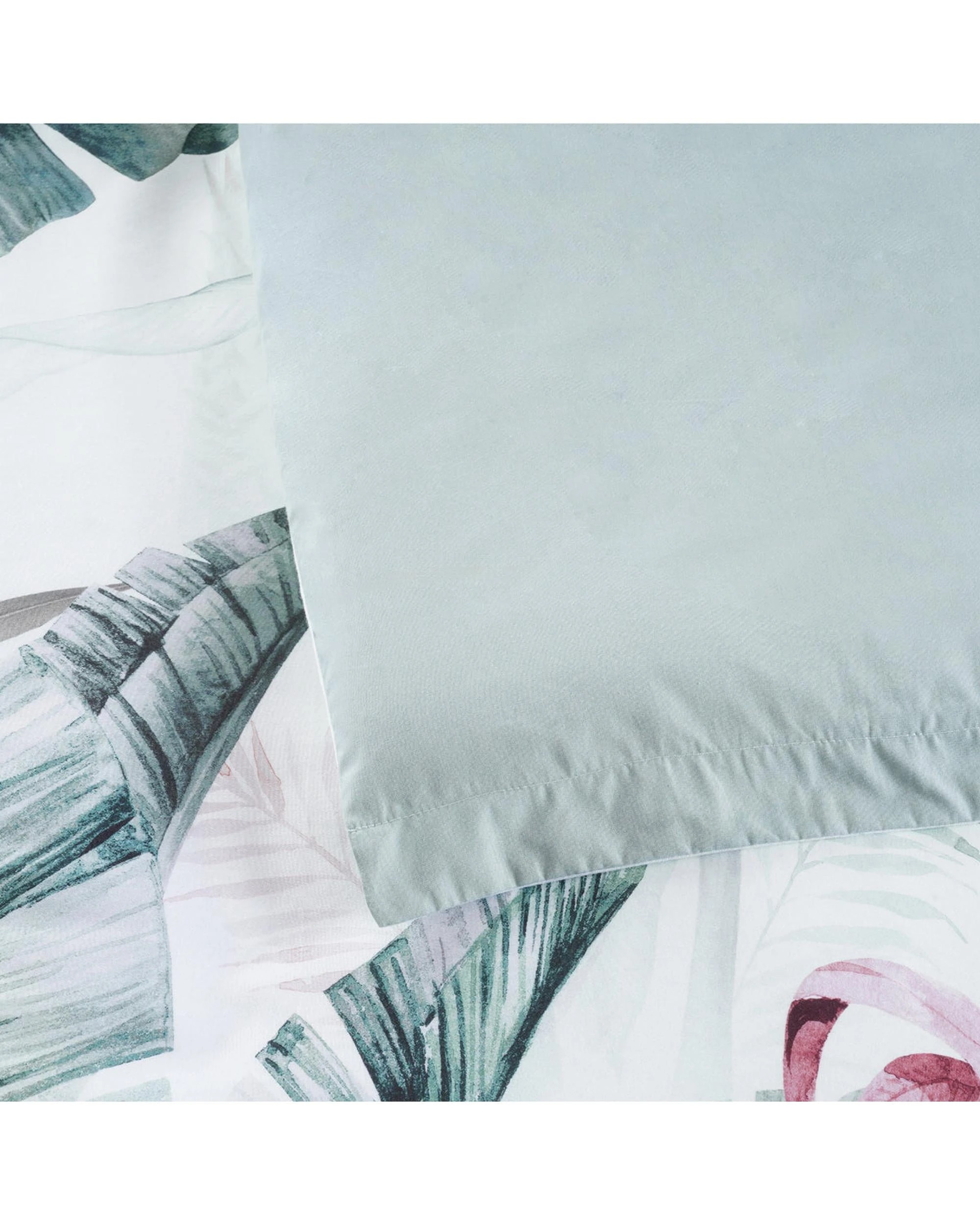 5 Bianca Bedding Abbey Green Floral Cotton Sateen Double Quilt Cover Set - White, 5 of 5