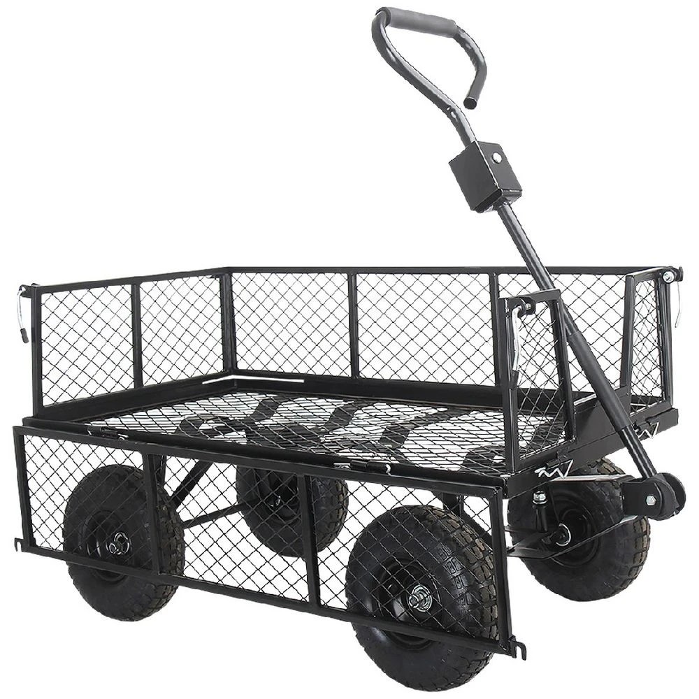 1 Rhino Steel Utility Cart Black Office Storage and Safety Accessories Steps and ladders Cleaning Carts, 1 of 2