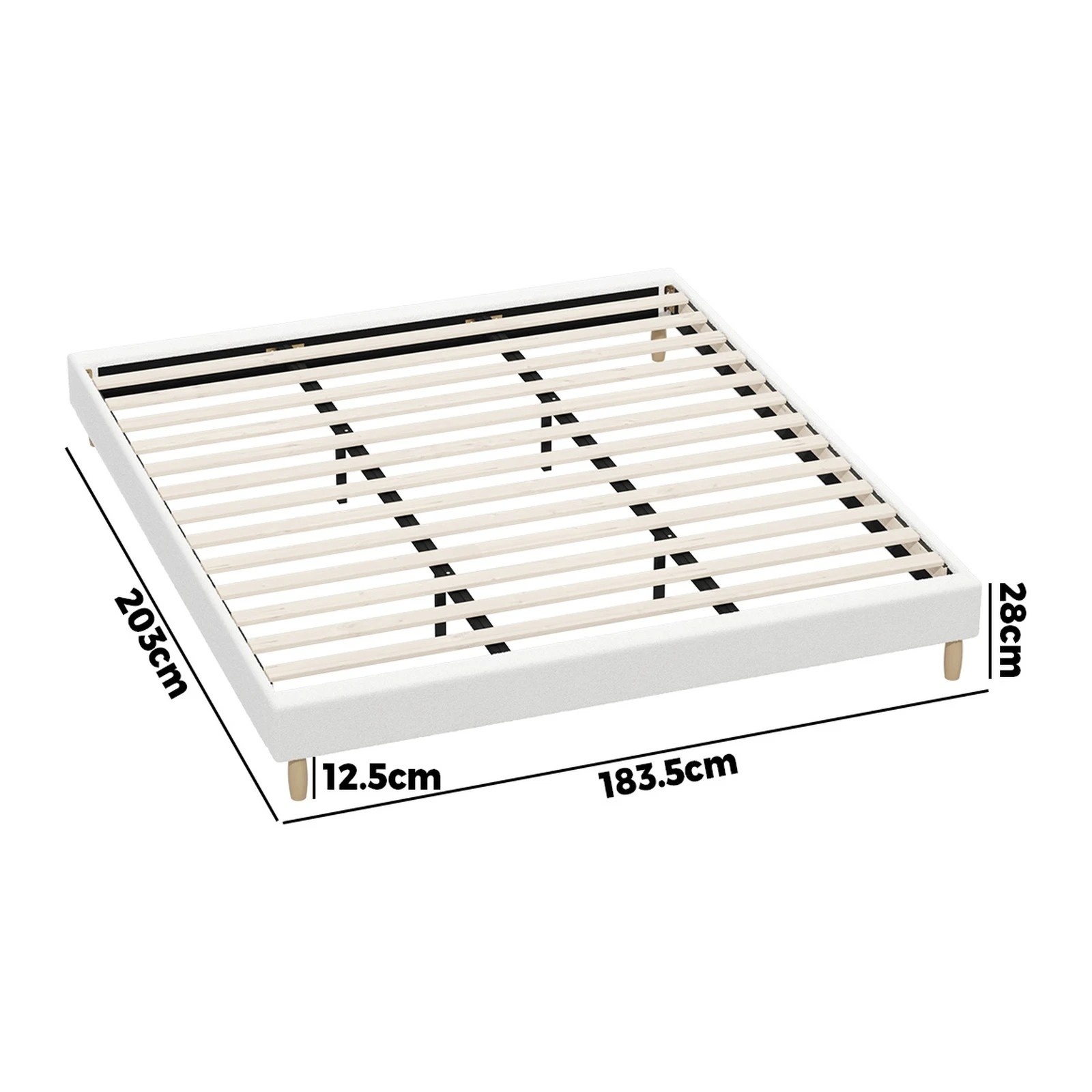 10 Oikiture King Bed Base Boucle Bed Frame
 - White, 10 of 10