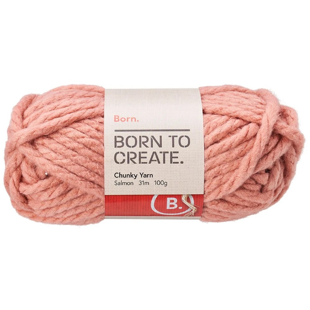 1 Born Chunky Yarn 100g Salmon, 1 of 3