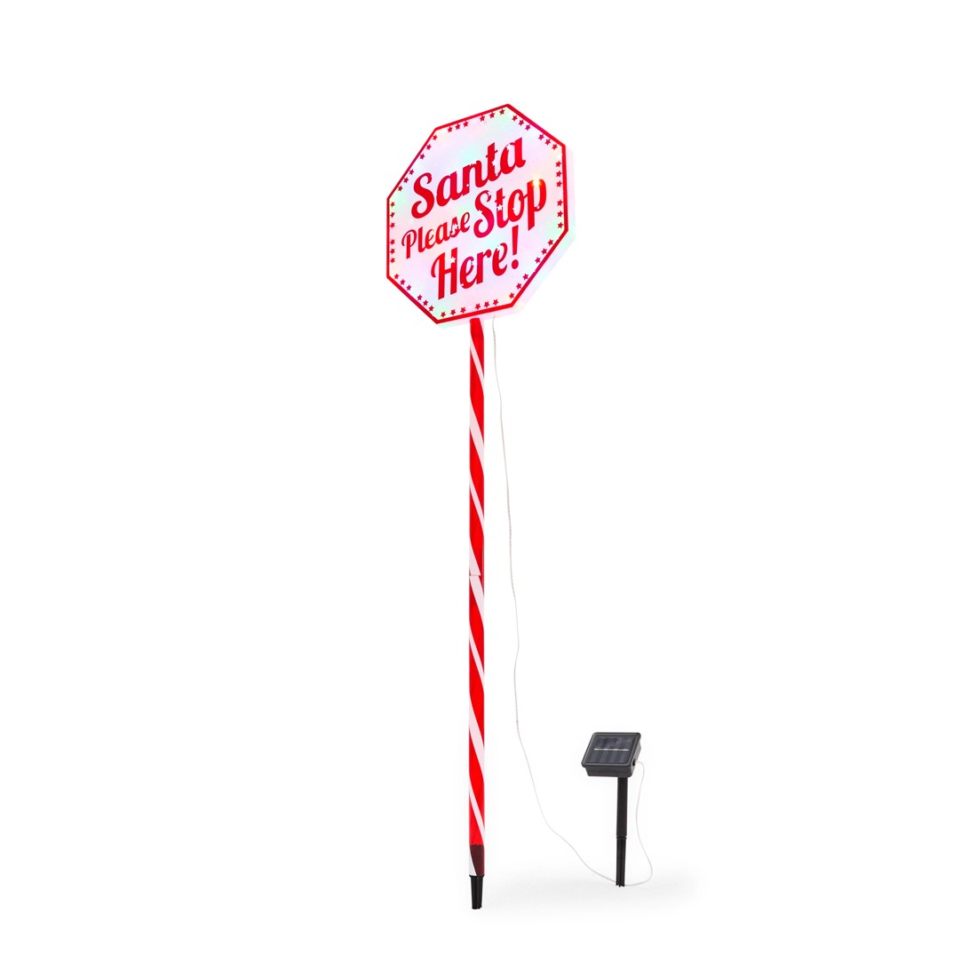 2 Solar LED Light Up Santa Stop Here Stake, 2 of 8