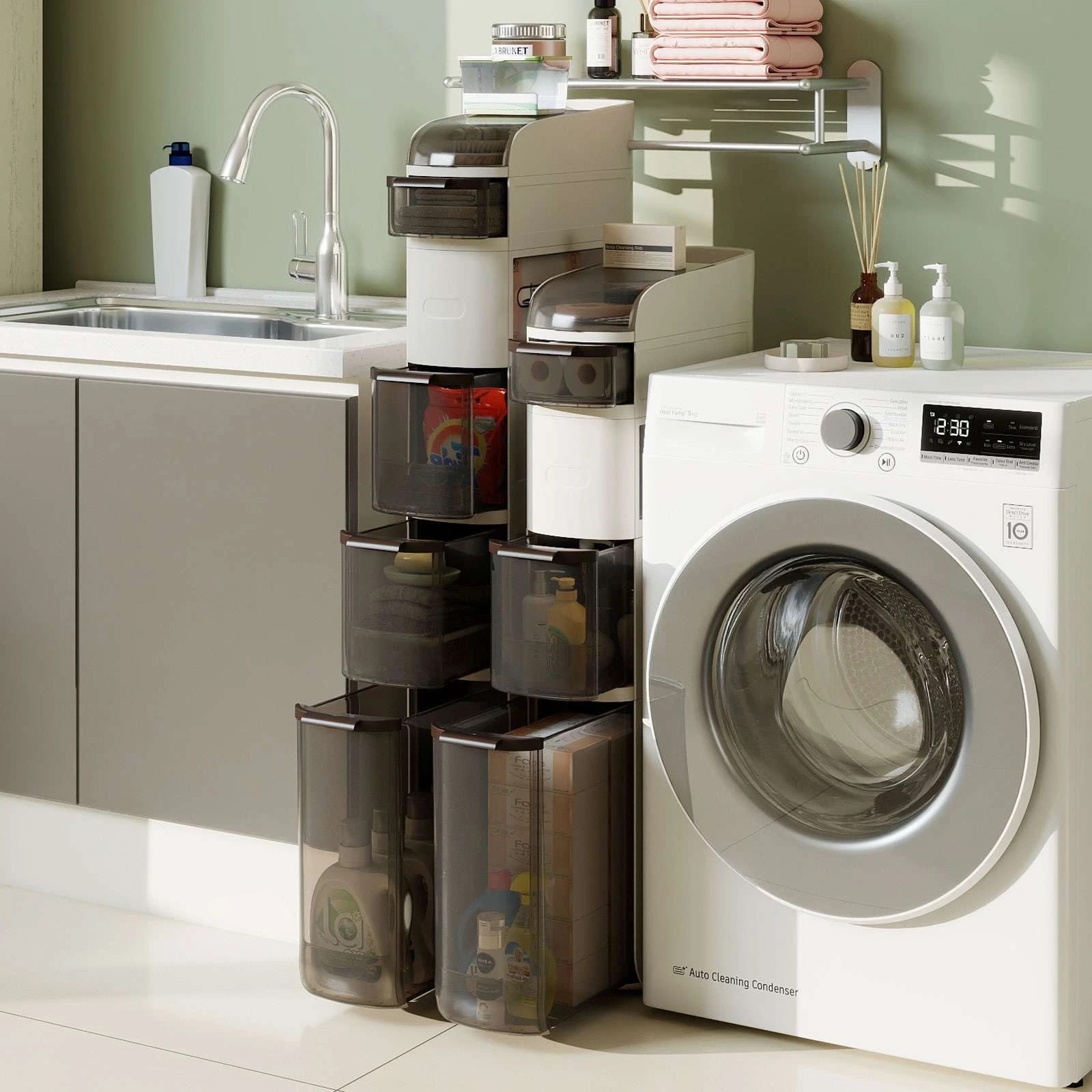 4 Costway 6-Tier Narrow Bathroom Storage Cabinet Toilet Paper Organizer, 4 of 5