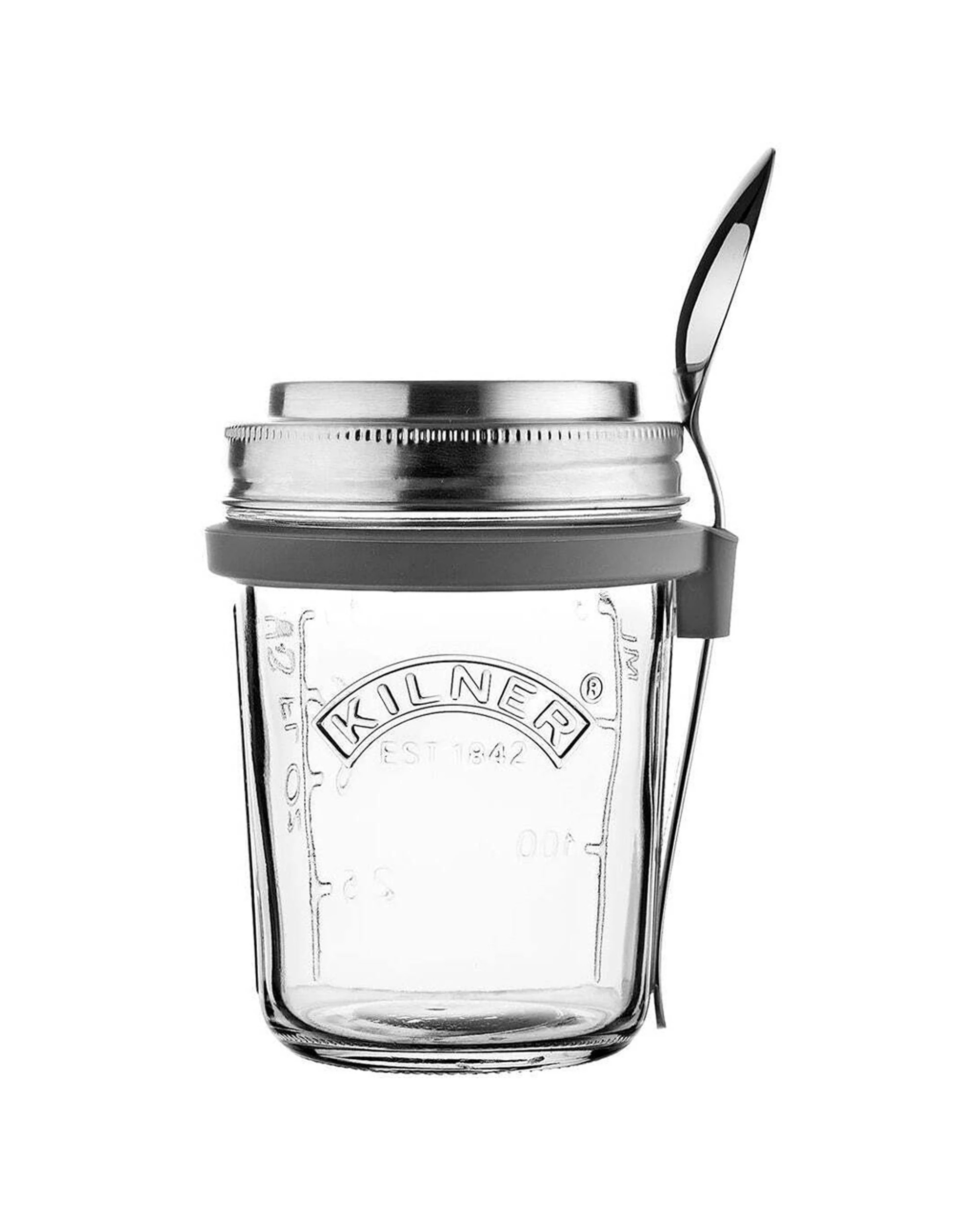 3 Kilner Breakfast Jar Set 350ml With Spoon - Reusable Glass Jar With Portion Lid
 - Plain, 3 of 6