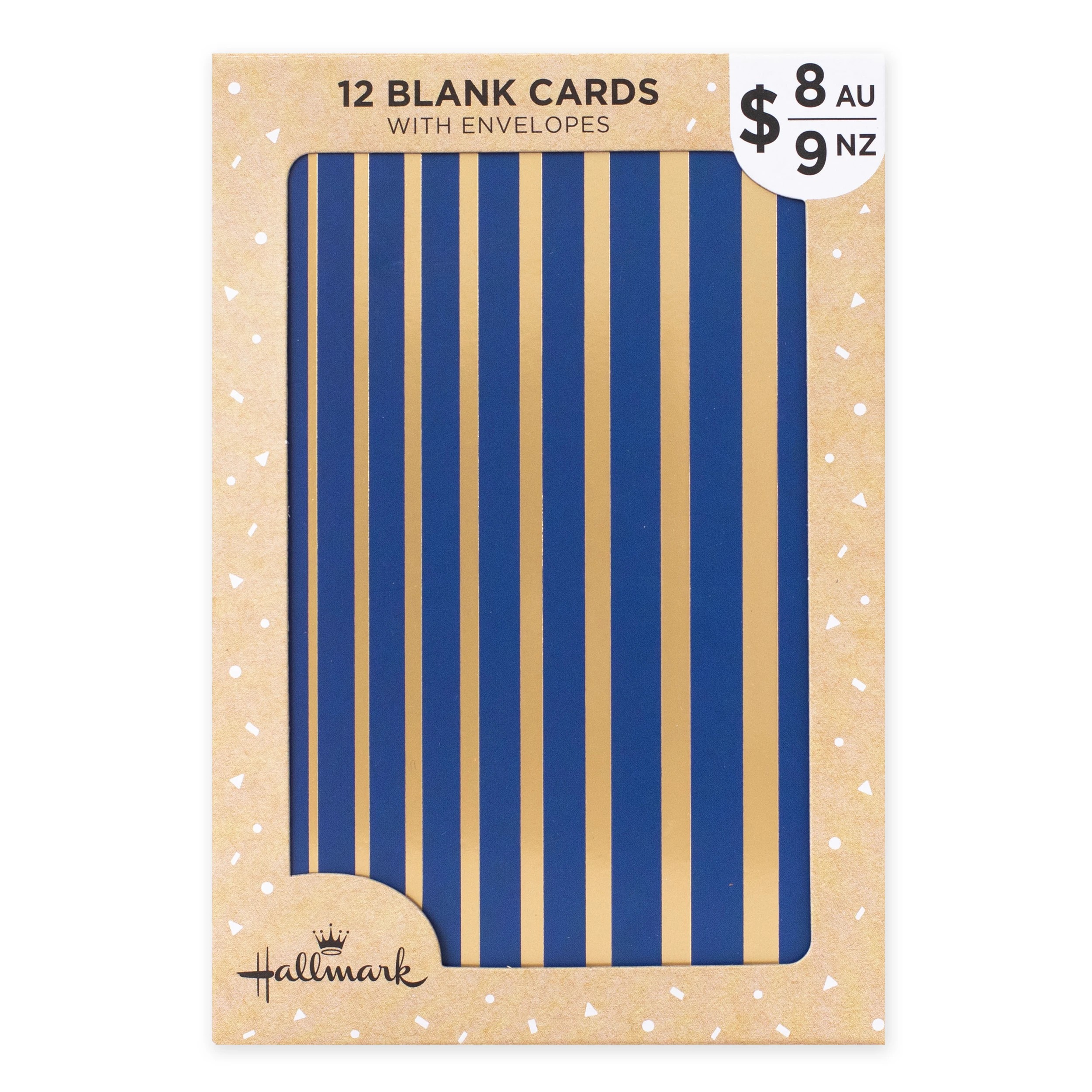 1 12 Pack Hallmark Birthday Cards - Gold Stripes and Silver Stripes Blank Cards, 1 of 4