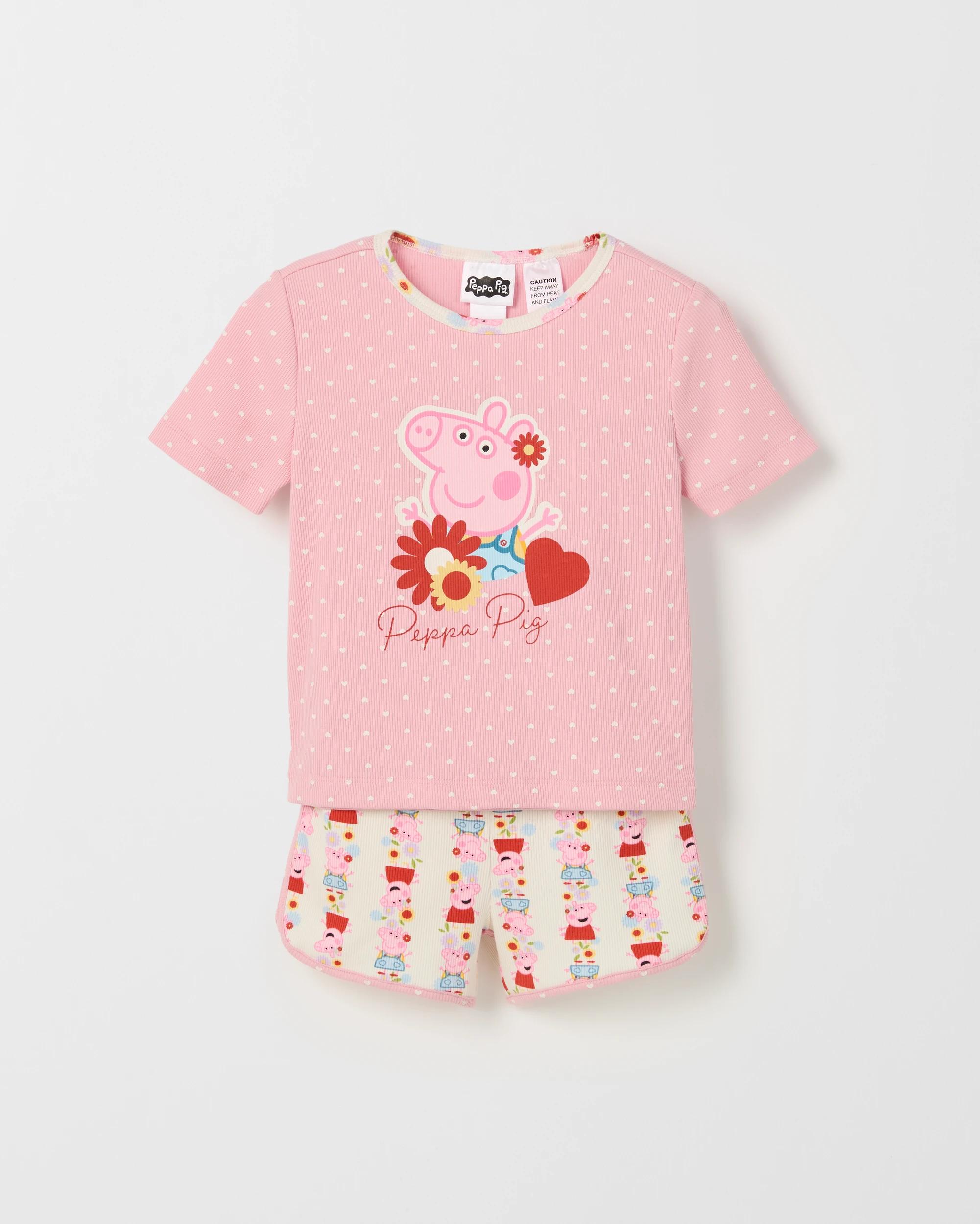 1 Peppa Pig Australian Cotton Blend Younger Girls Knit Pyjama Set PEPPA PIG PINK, 1 of 4