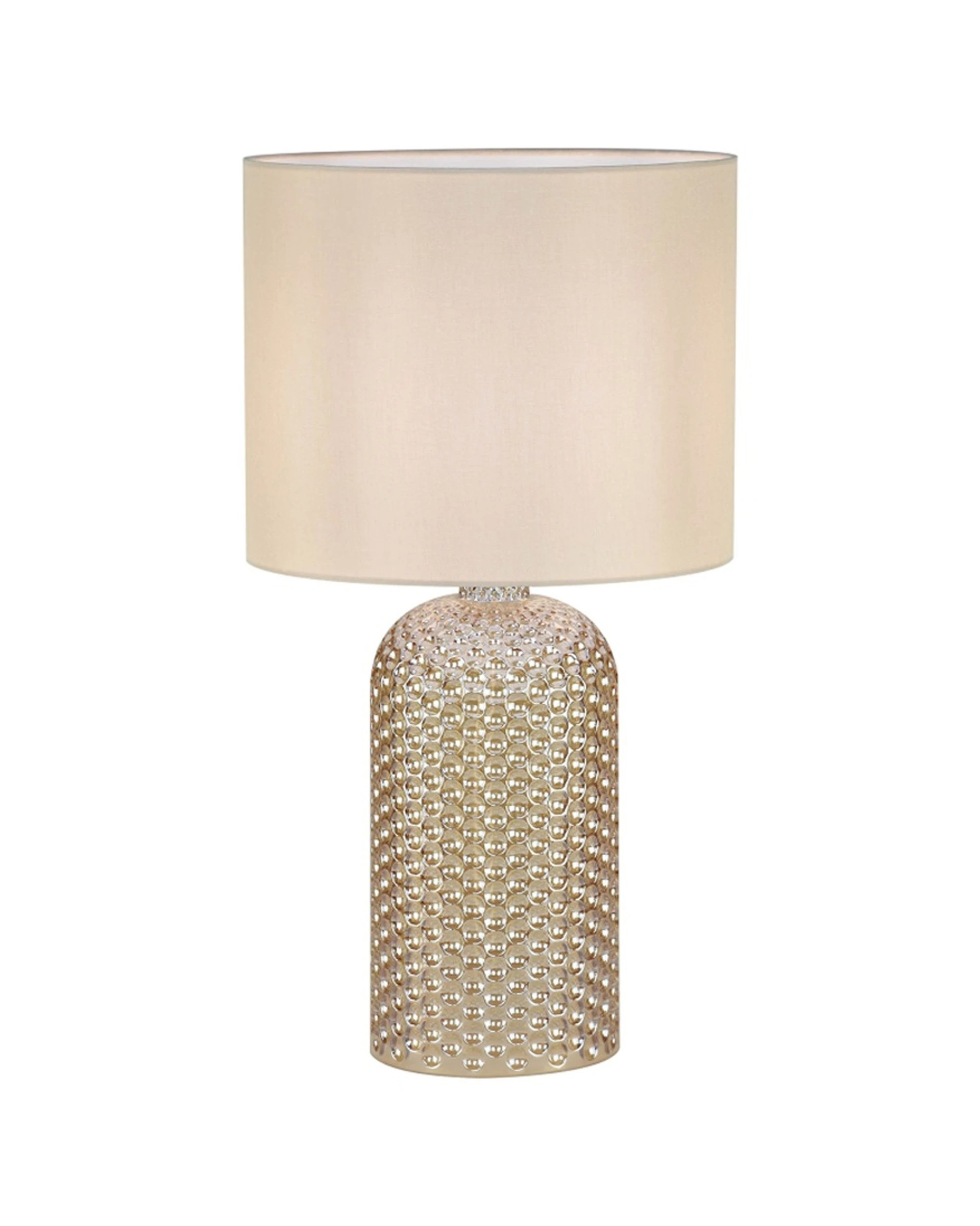 1 Urban Style Billie Table Lamp Textured Glass Base Inline Switch Cream - Beige, 1 of 5