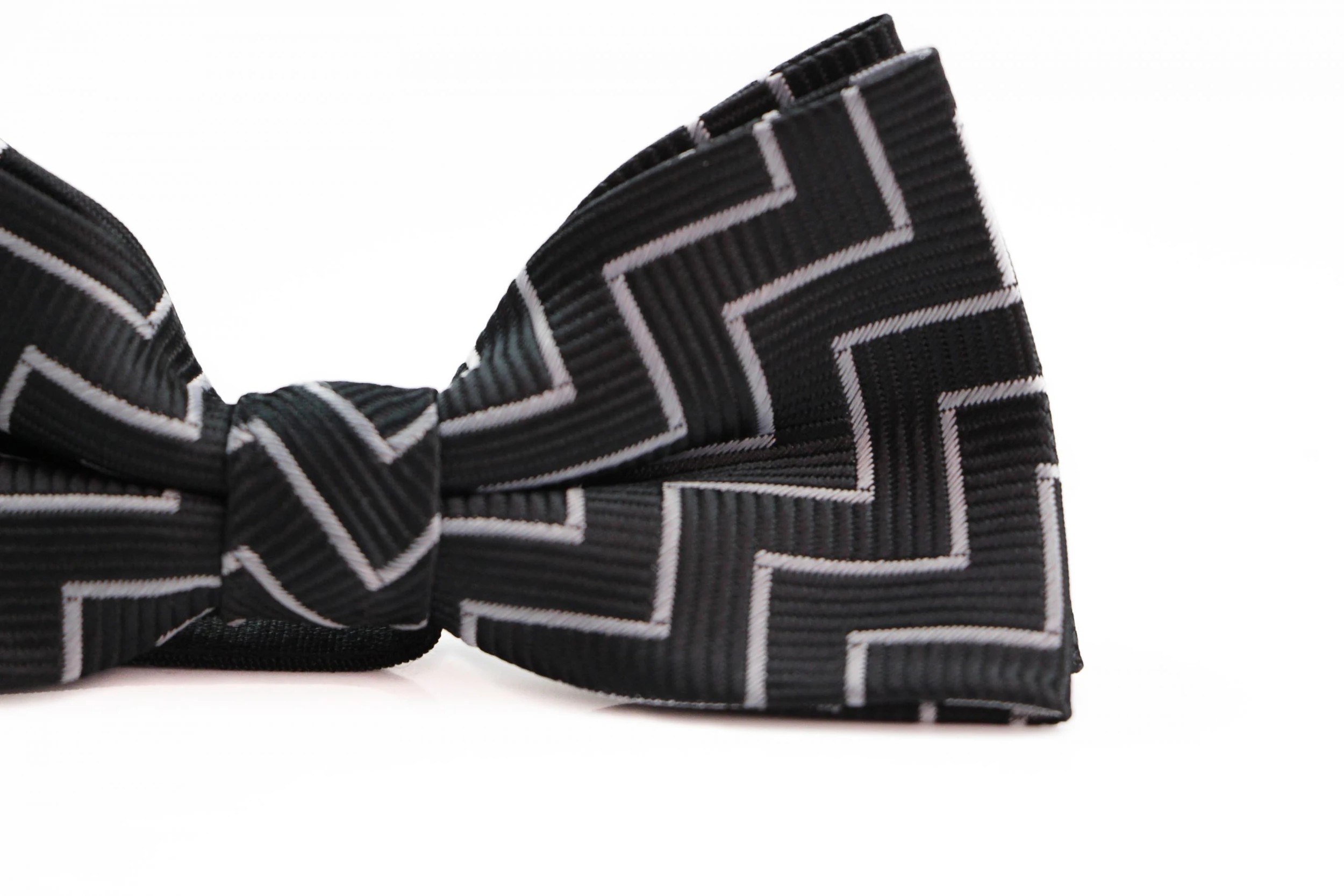 3 Zasel Boys Black With Silver Zig Zag Patterned Cotton Bow Tie - Multi, 3 of 4