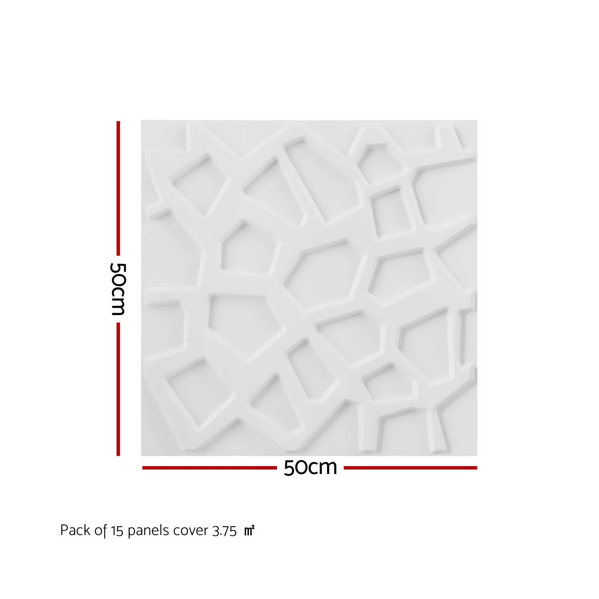 2 Artiss 3D Wall Panels PVC Decorative Panels 50x50cm Set of 15 Feature Wall Poly - White, 2 of 8