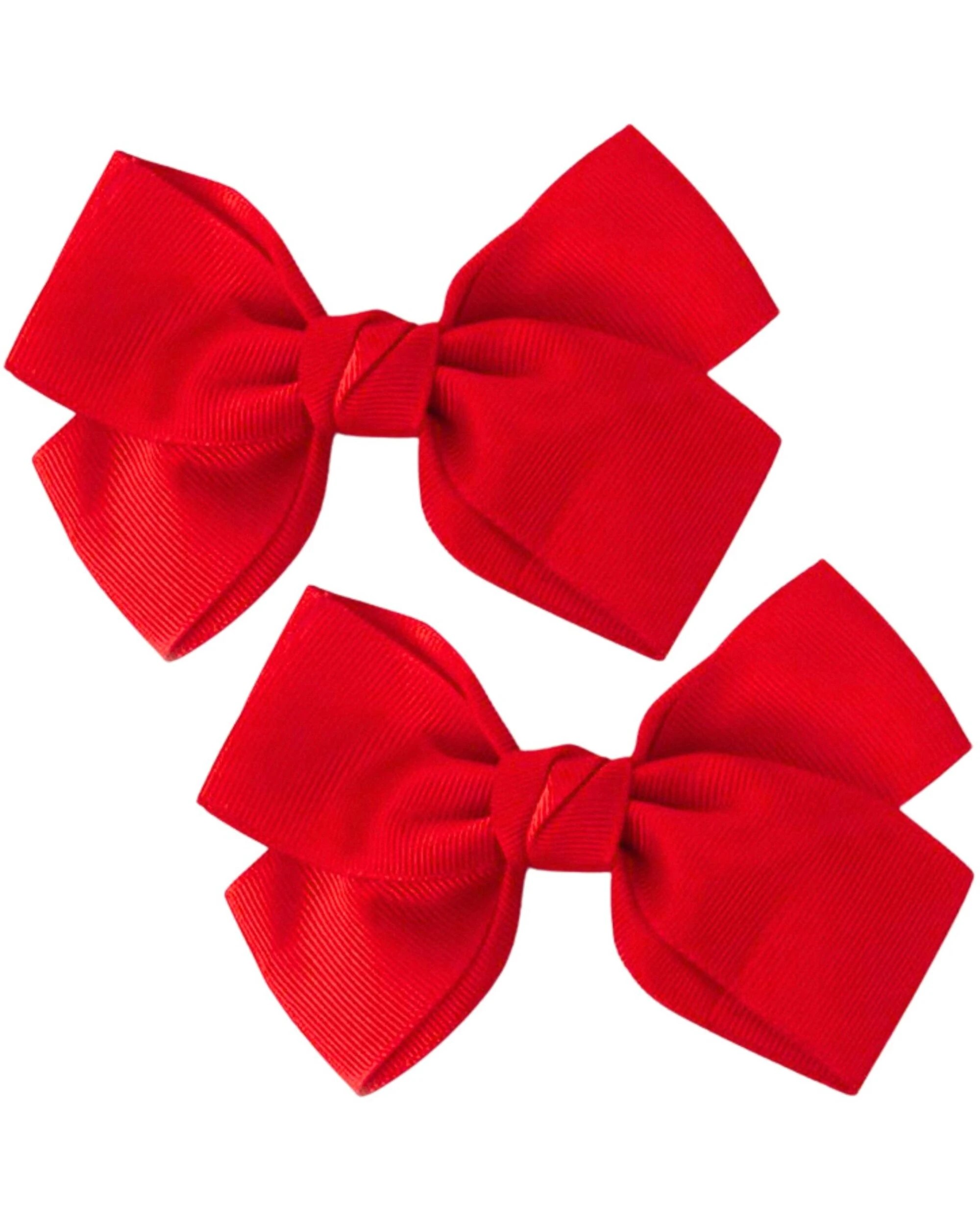 1 Party Planet Ribbon Bow Hair Clips Pack of 2 - Red, 1 of 3