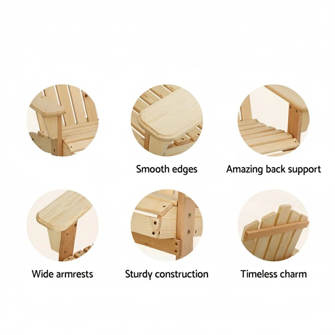 3 Gardeon 3PC Adirondack Outdoor Table and Chairs en Beach Chair Natural - Natural, 3 of 6