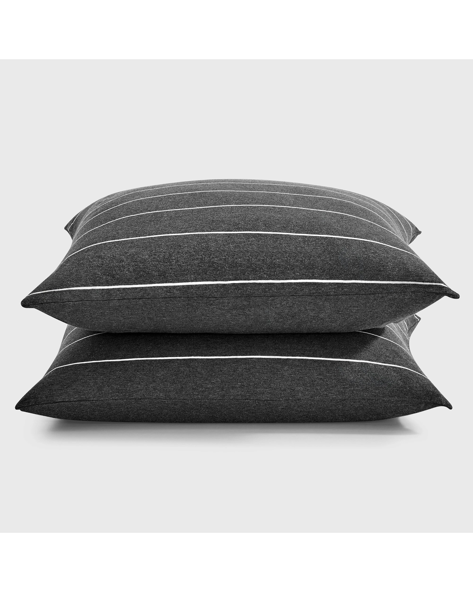 2 Dreamaker Jersey Luxe 100% Cotton Reversible European Pillowcase Twin Pack - Charcoal, 2 of 7