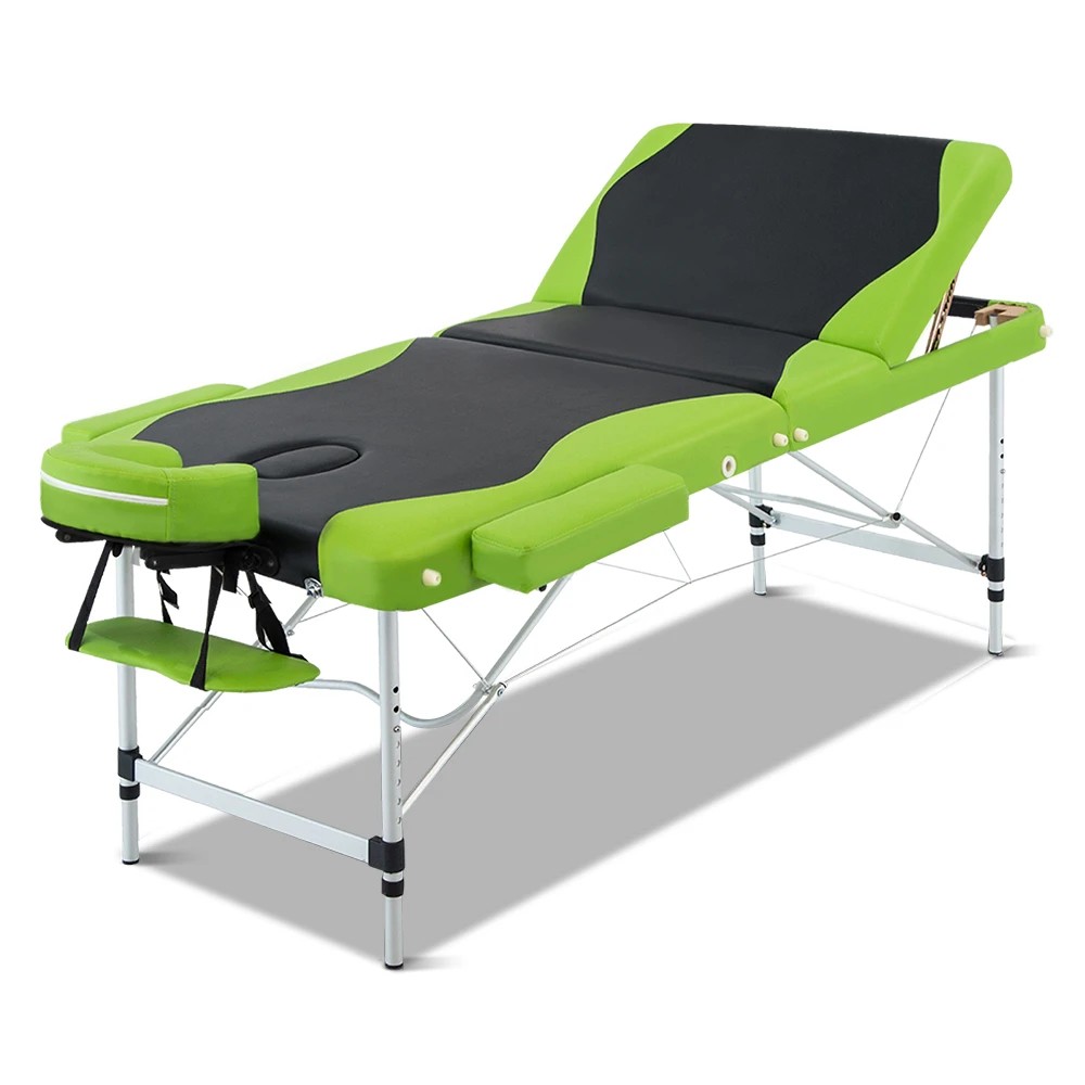 1 Zenses Massage Table 75cm Portable 3 Fold Aluminium Beauty Bed Green - Multi, 1 of 8