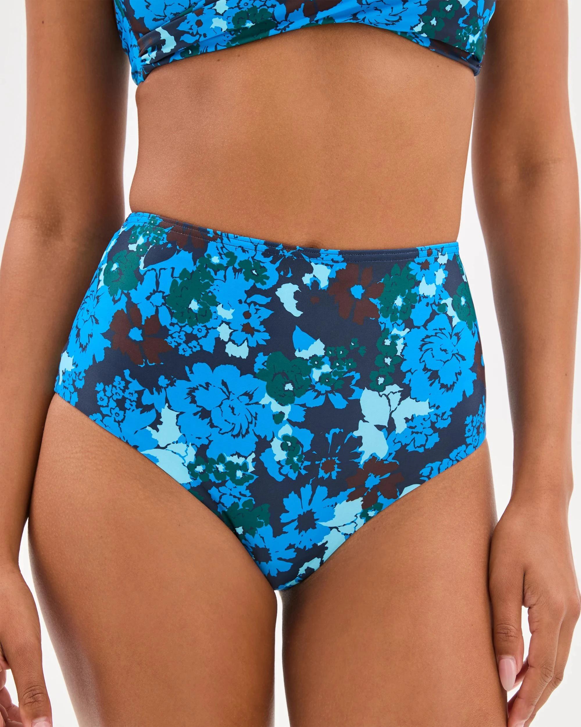 6 Target Resort High Waisted Smooth Bikini Bottoms - Shape Your Body NAVY STENCIL FLORAL, 6 of 10