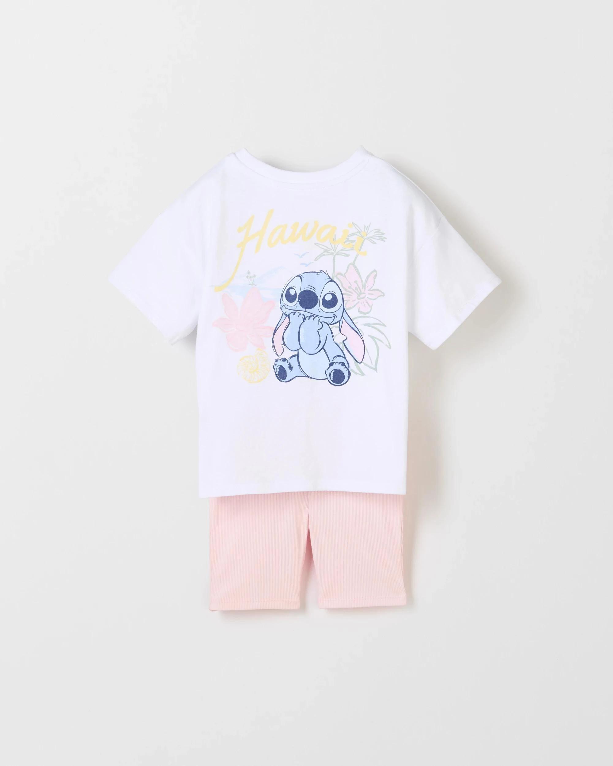 3 Disney Lilo & Stitch Australian Cotton T-Shirt & Short Set WHITE / PINK, 3 of 3
