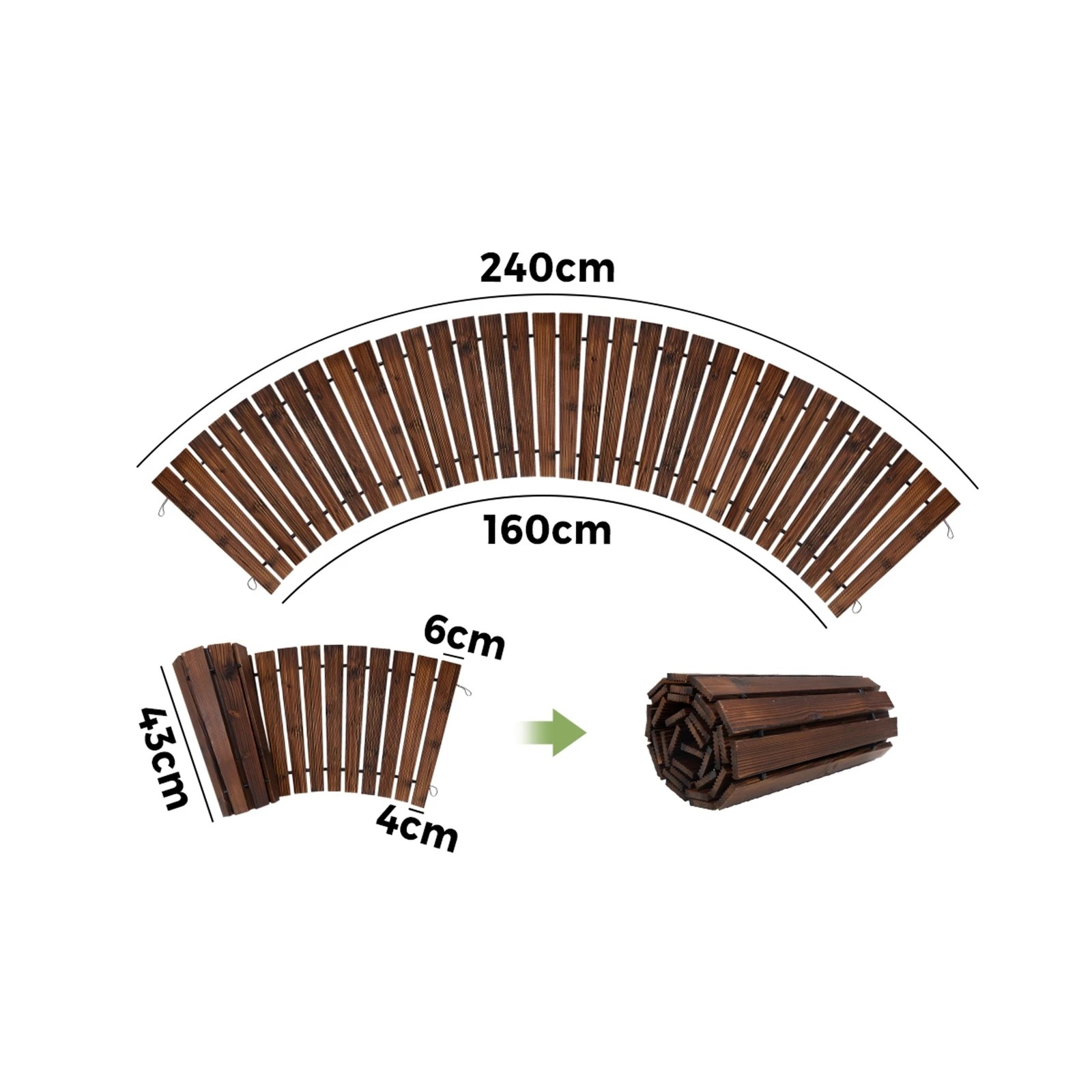 2 Livsip Garden Wooden Pathway 8ft Roll-Out Curved Wood Walkway Backyard Outdoor - Charcoal, 2 of 9