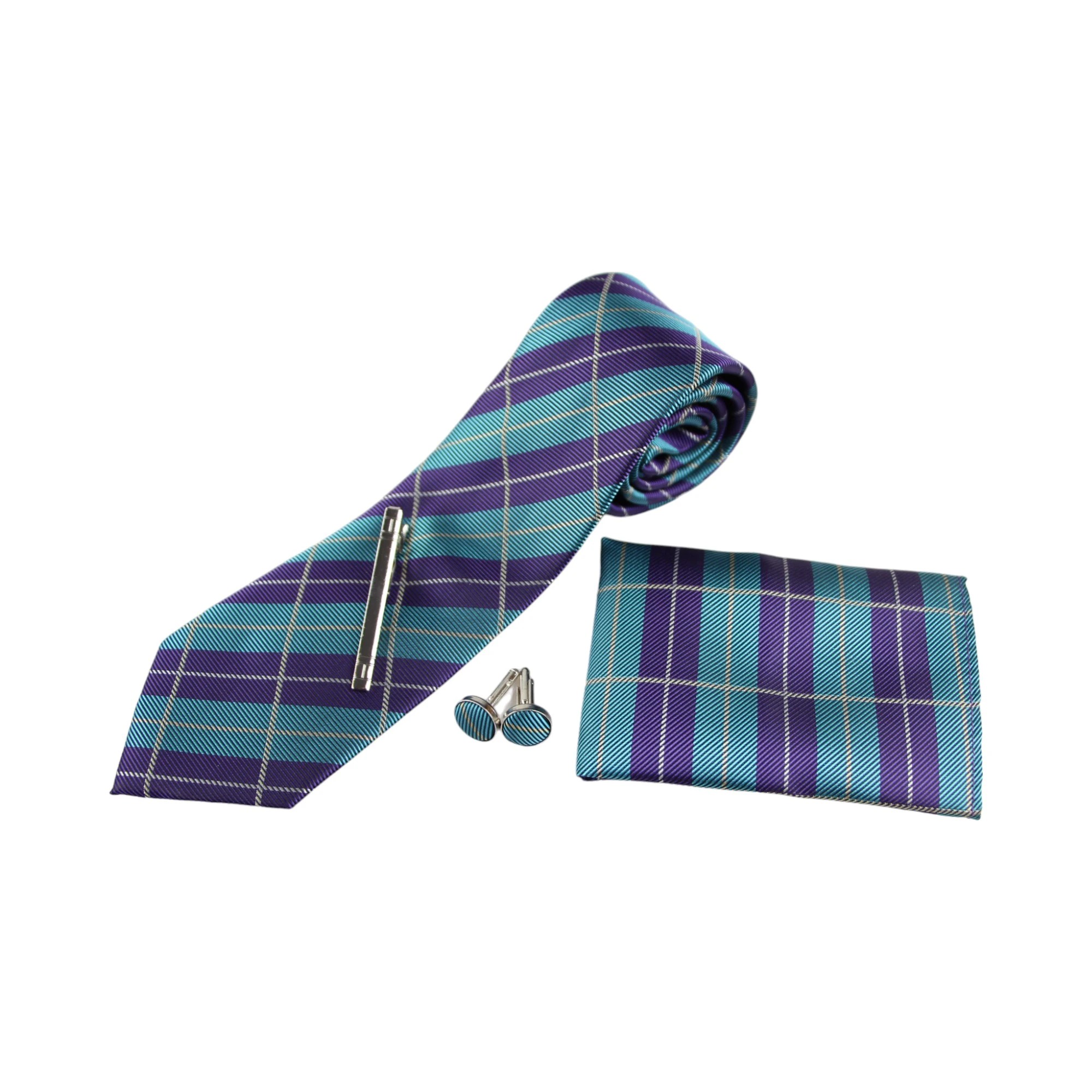 3 Zasel Mens Multi Matching Neck Tie, Pocket Square, Cuff Links And Tie Clip Set - Multi, 3 of 3