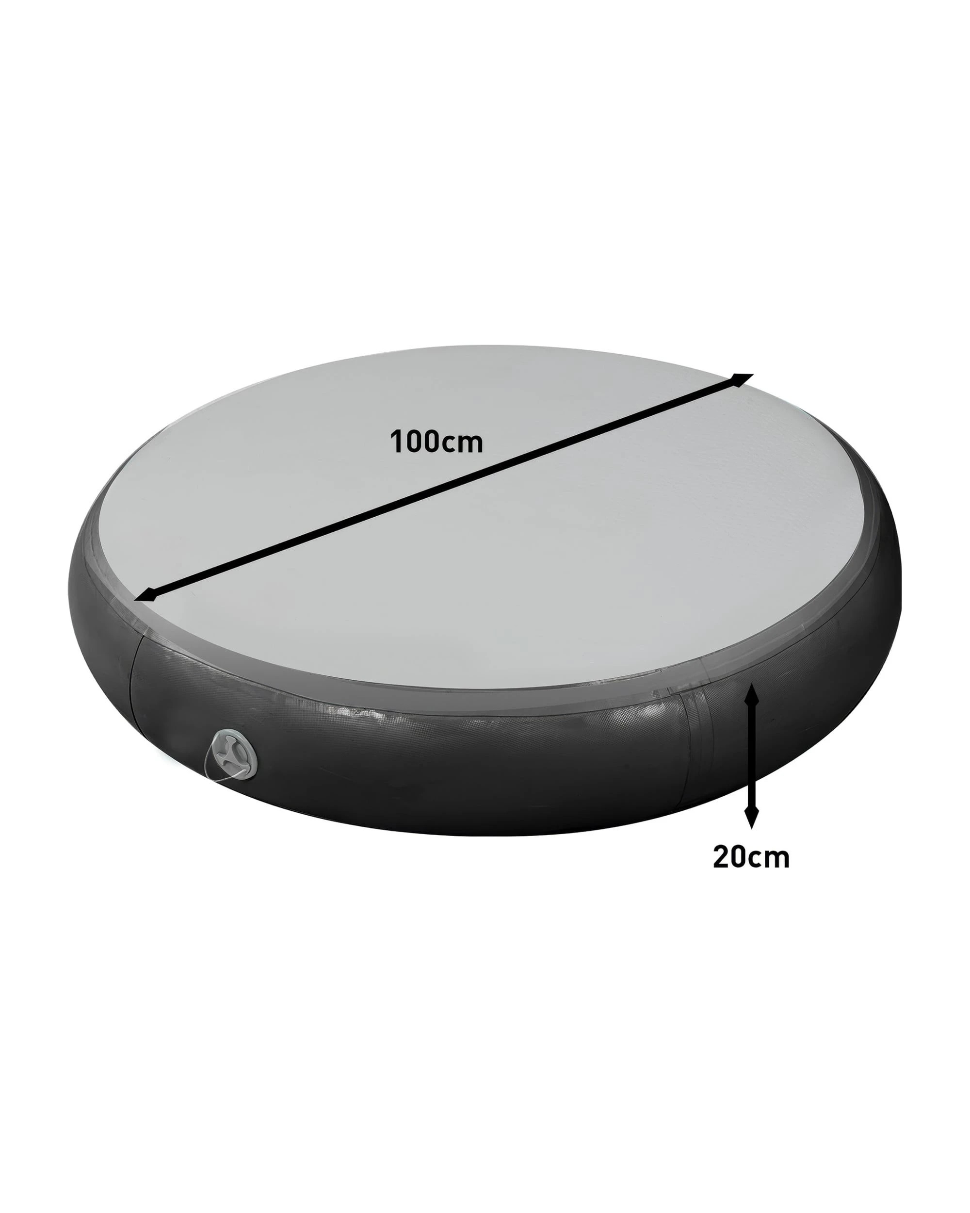 3 Powertrain 1m x 20cm Airtrack Spot Round Inflatable Gymnastics Tumbling Mat Air Track Exercise Yoga Mat - Black, 3 of 4