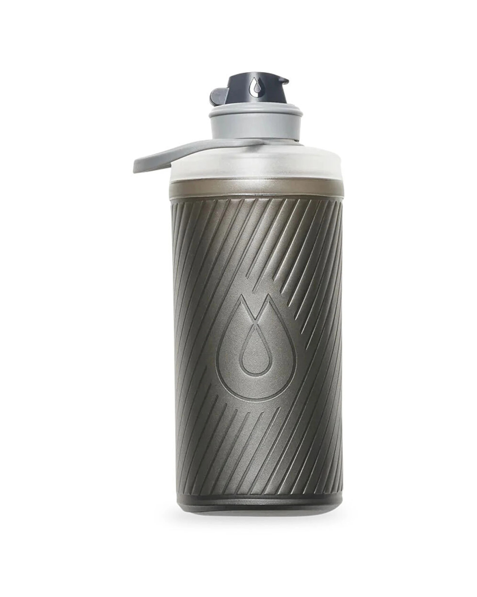 1 HydraPak Flux Water Bottle Reusable 1L Flexible High Flow Nozzle Dust Cover - Grey, 1 of 2