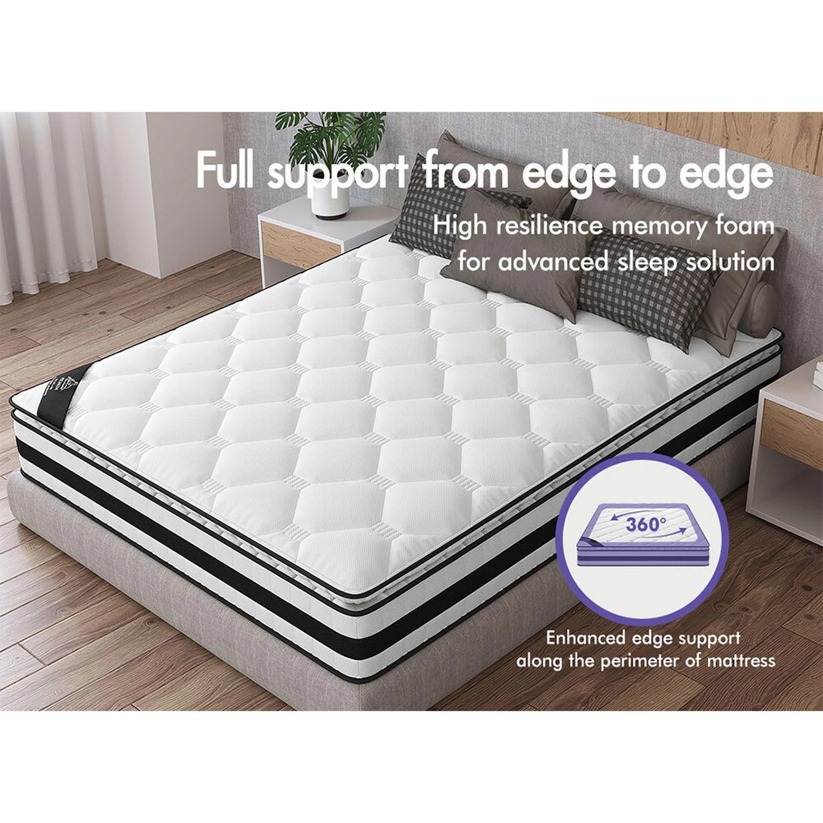 7 Starry Eucalypt Mattress Pillow Top Foam Bed Bonnell Spring 22cm - King Single Bed, 7 of 10