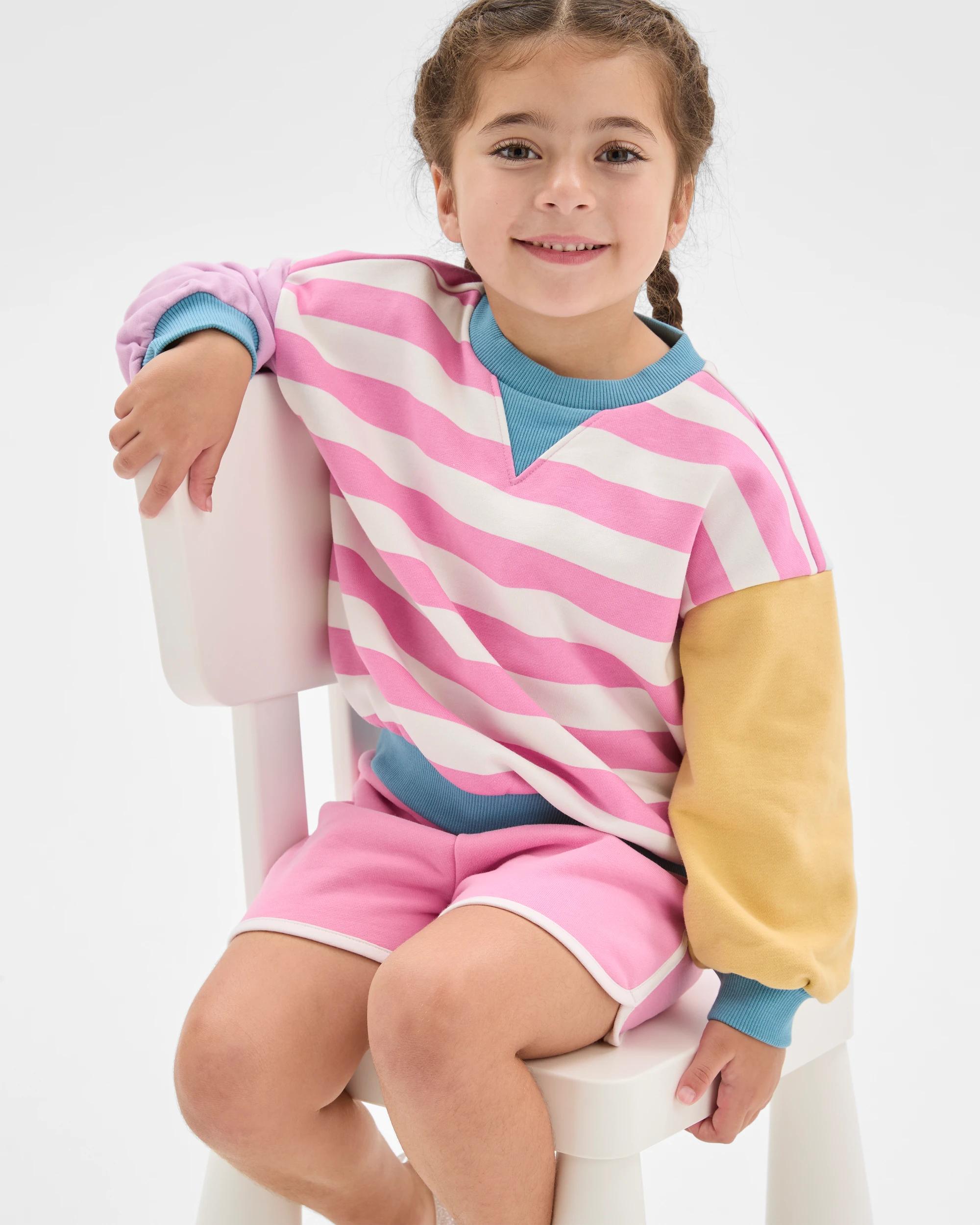 1 Target Kids Australian Cotton Blend Jumper and Shorts Set PINK STRIPE, 1 of 6