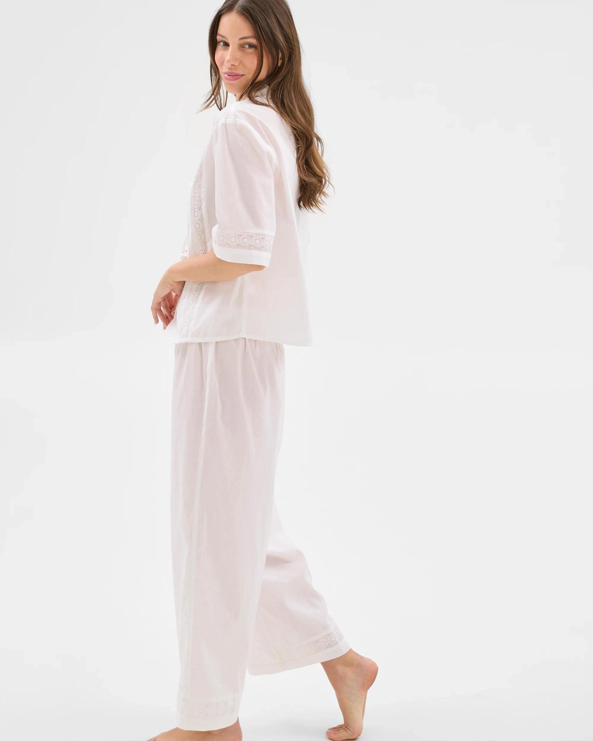 5 Target Woman Australian Cotton Broderie Top and Pants Pyjama Set WHITE, 5 of 7