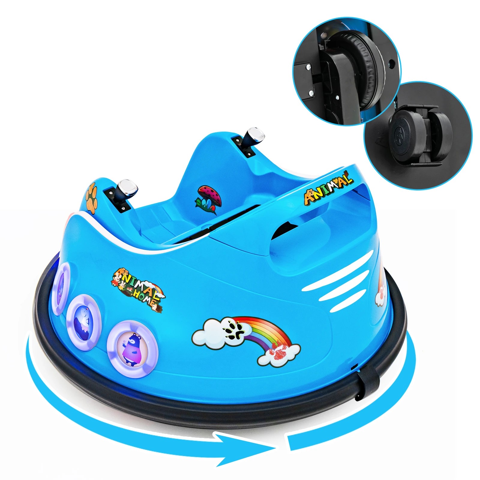2 Costway Electric Kids Ride On Bumper Car w/Bluetooth - Blue, 2 of 5