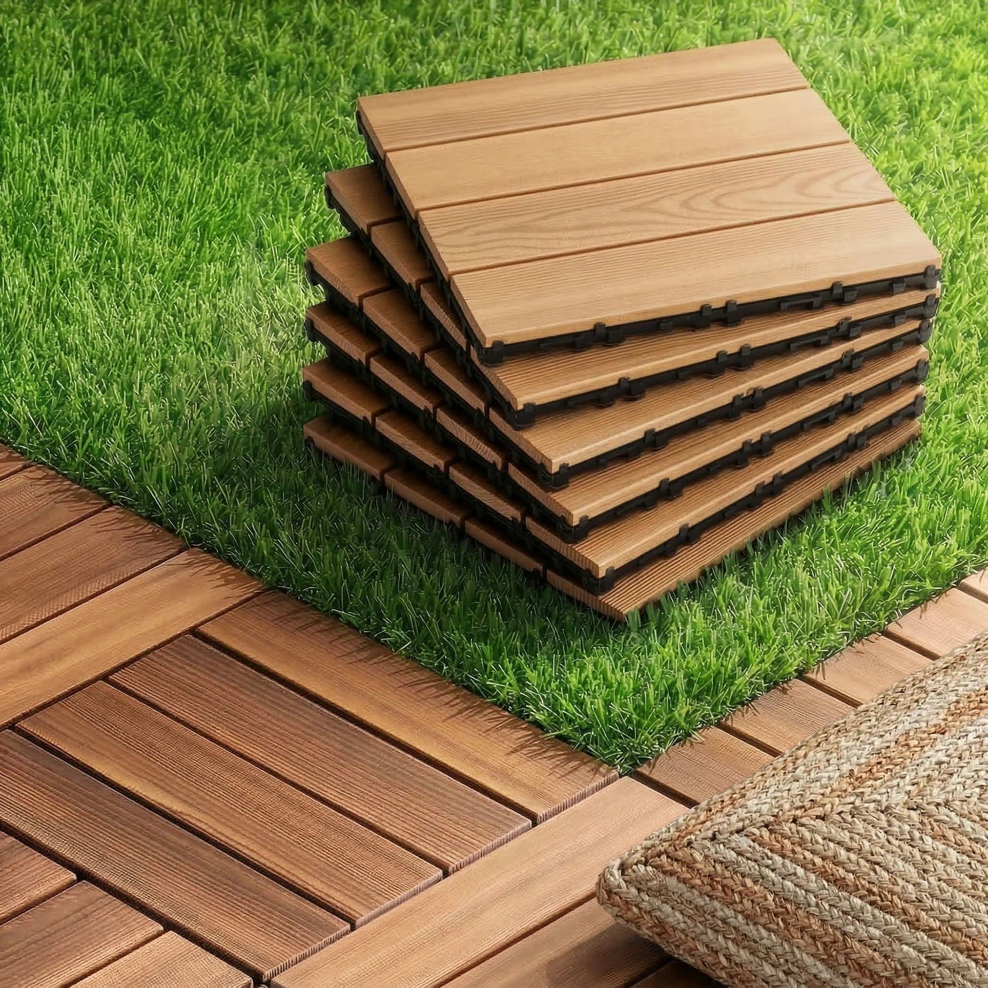 7 Gardeon 27PCS Wood Deck Tiles 30x30cm Interlocking Floor Tiles for Patio Balcony - Natural, 7 of 7