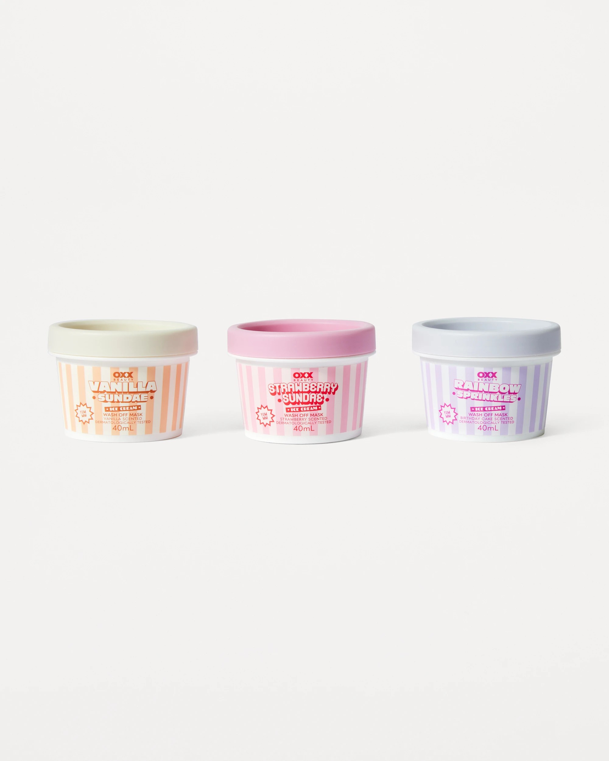 2 OXX Beauty 3 Petite Scoops Ice Cream Wash Off Face Masks - Vanilla, Strawberry and Birthday Cake Scented, 2 of 5
