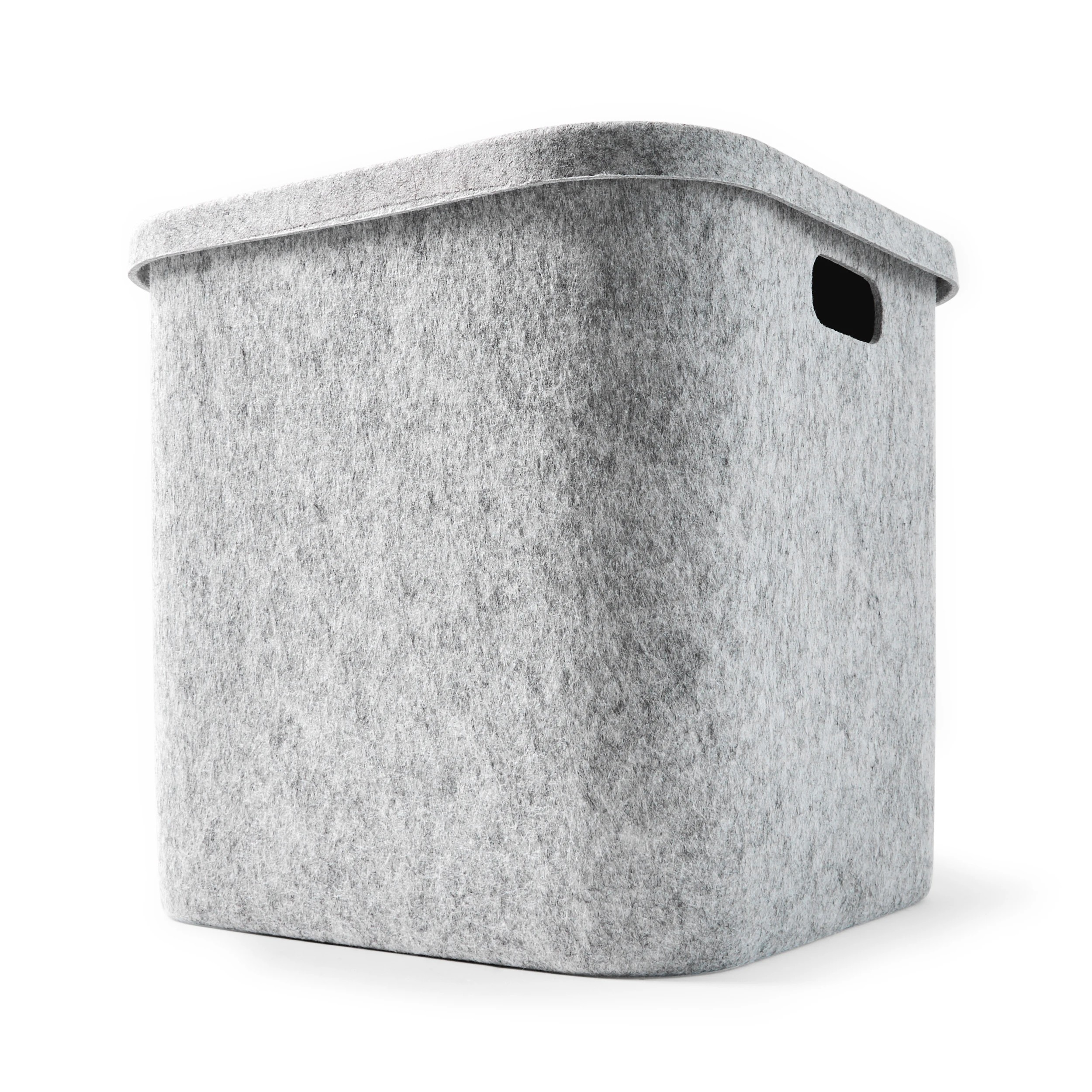 2 Square Felt Basket with Lid - Grey, 2 of 8