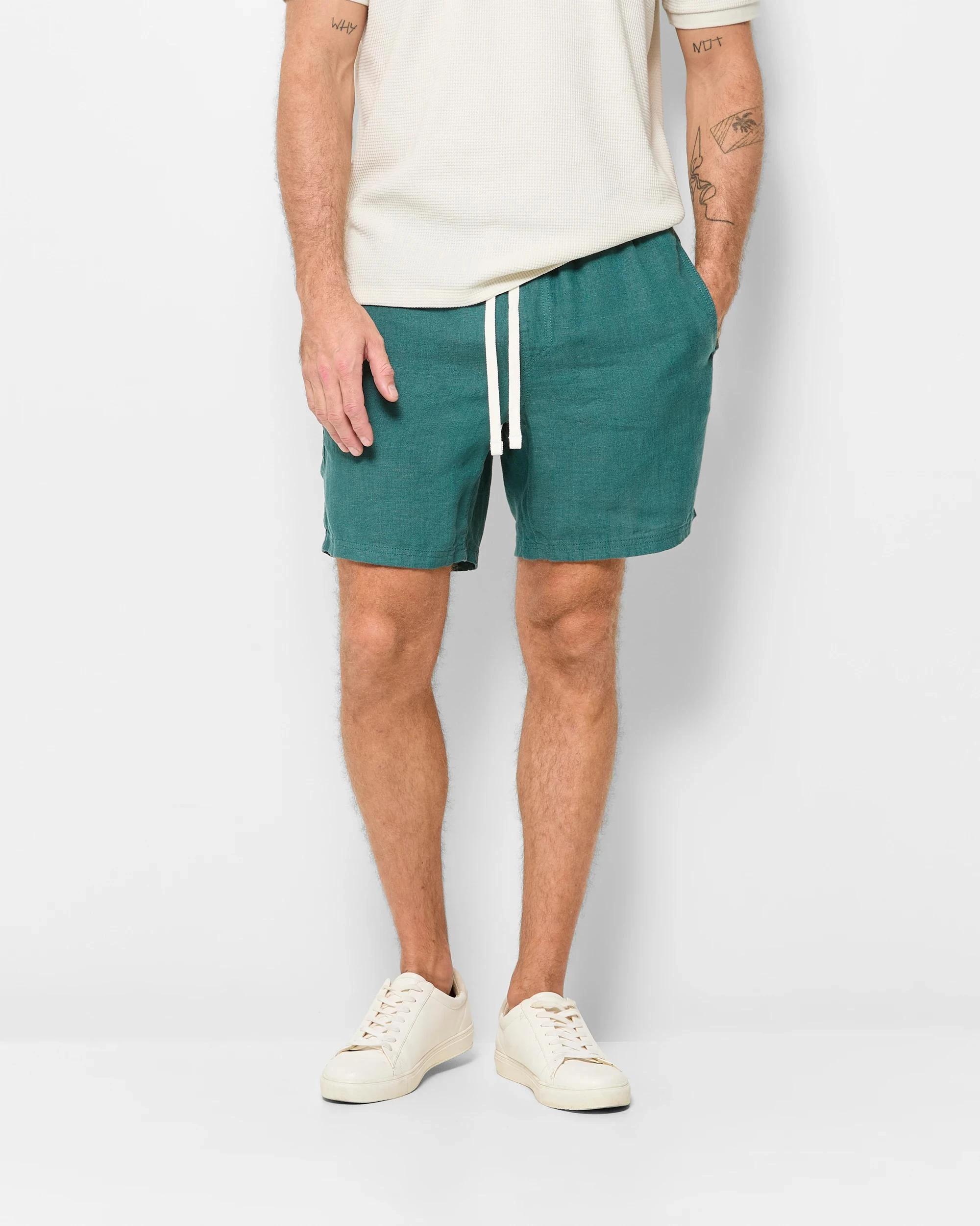 1 Target European Linen Shorts TEAL, 1 of 6