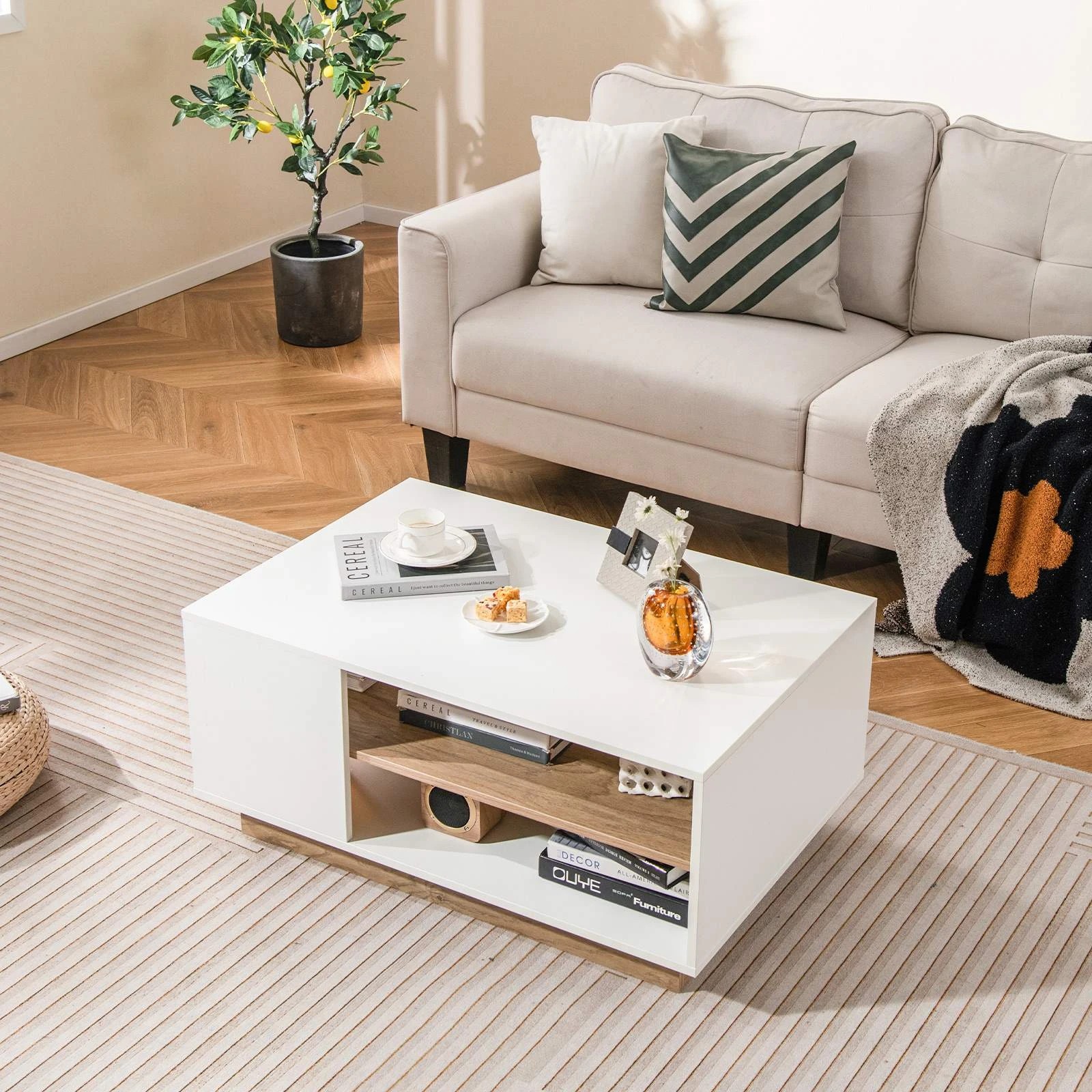 4 Costway 3-Tier Coffee Table Modern Tea Table Square Sofa Side Table, 4 of 4