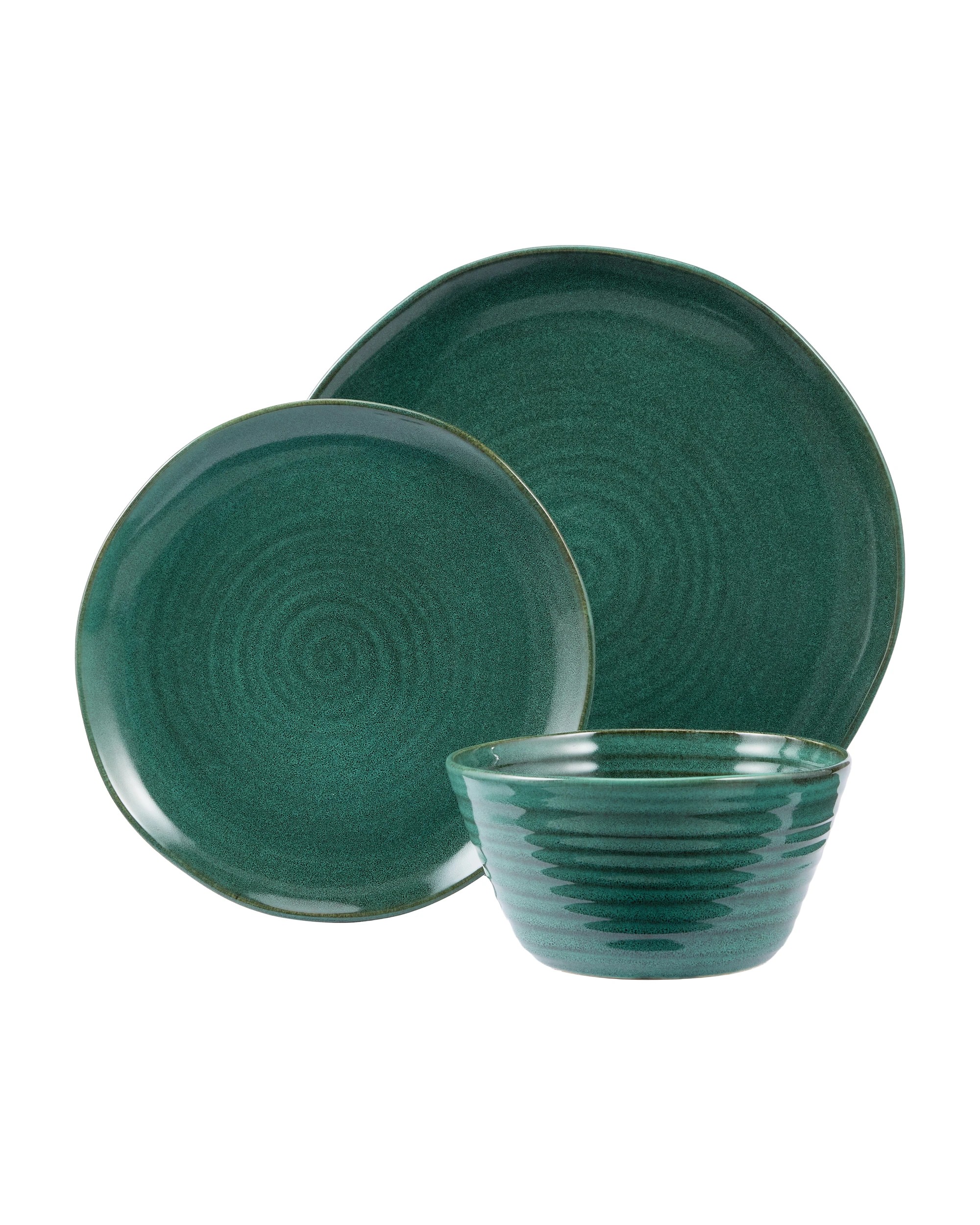 1 Green Swirl 12 Piece Dinner Set, 1 of 7