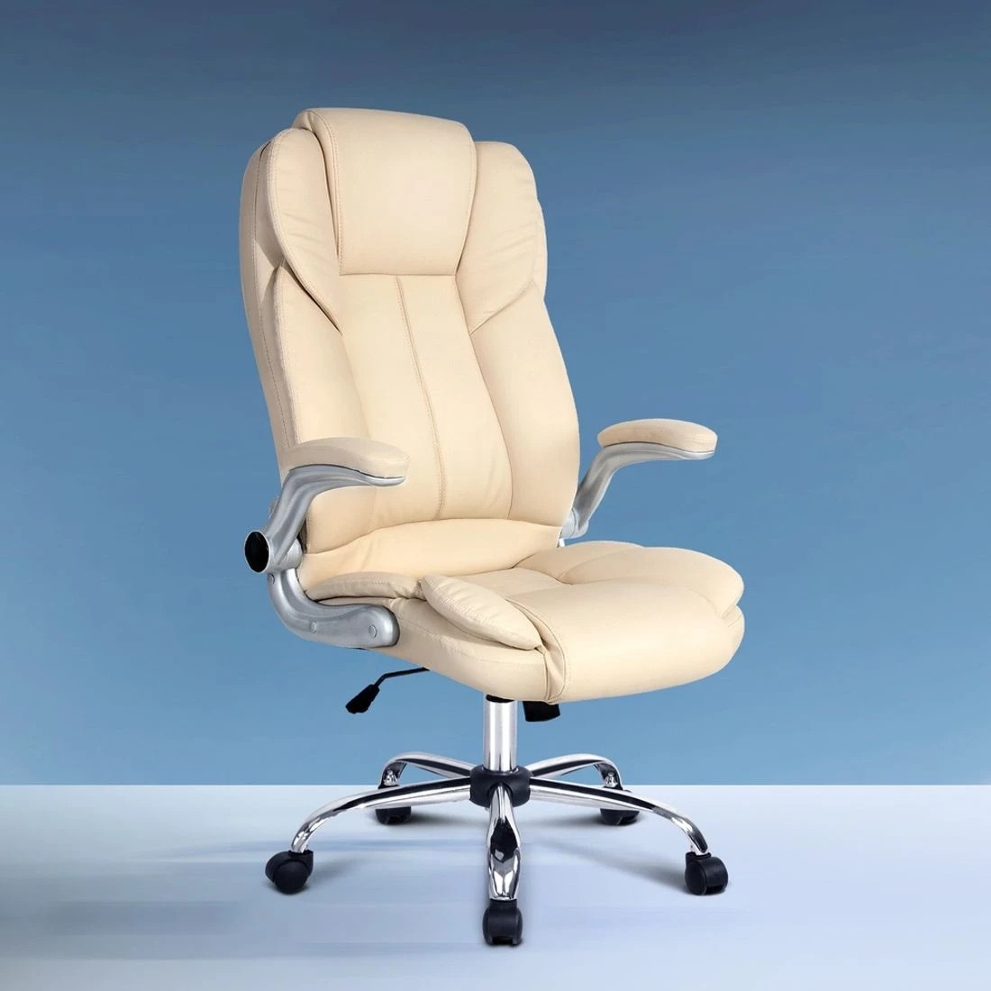 3 Artiss Executive Office Chair Leather Tilt Beige - Beige, 3 of 7