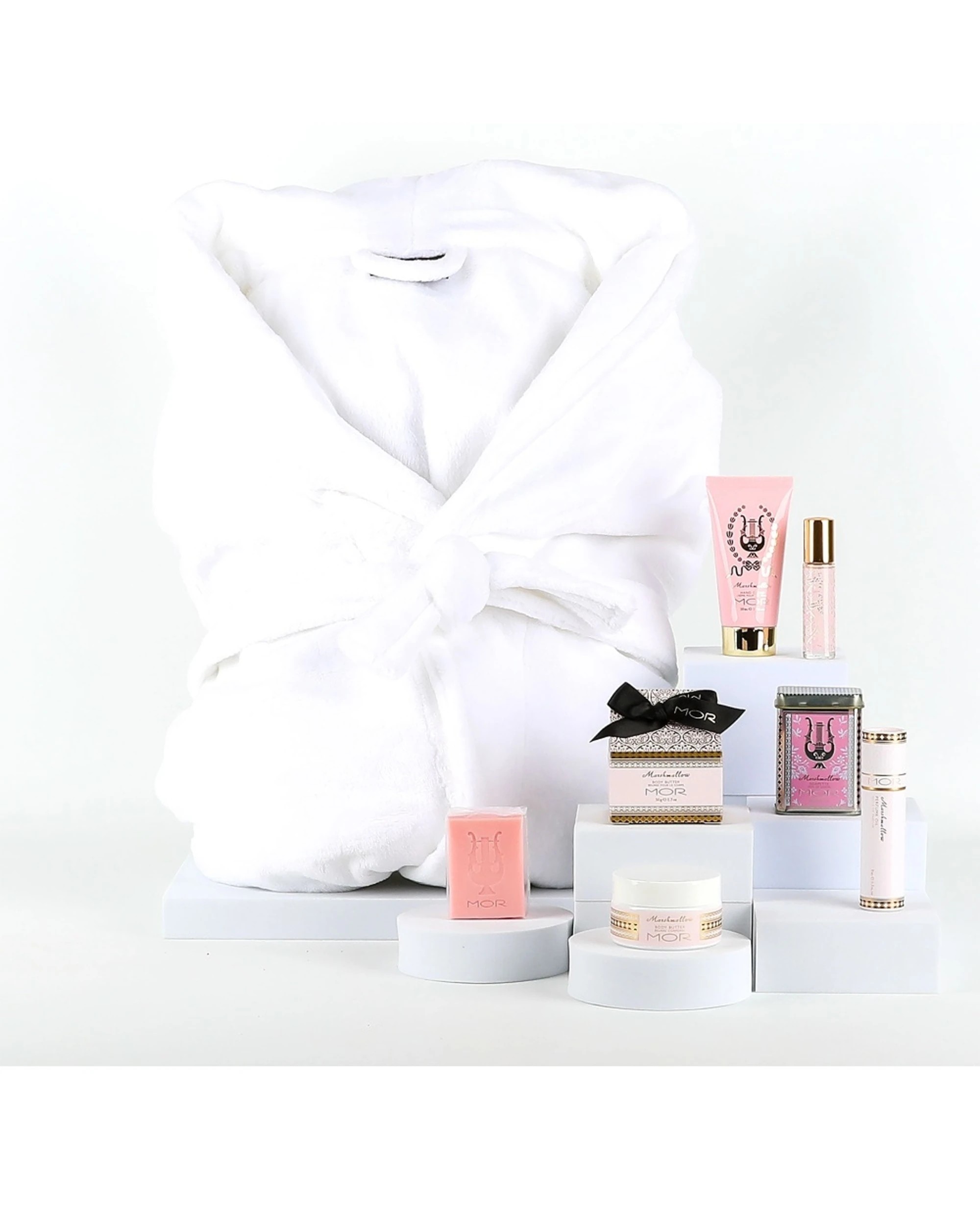 4 Gift Basket MOR Marshmallow Minis & Sheraton Microplush Bathrobe Set Luxury Hamper - Multi, 4 of 7
